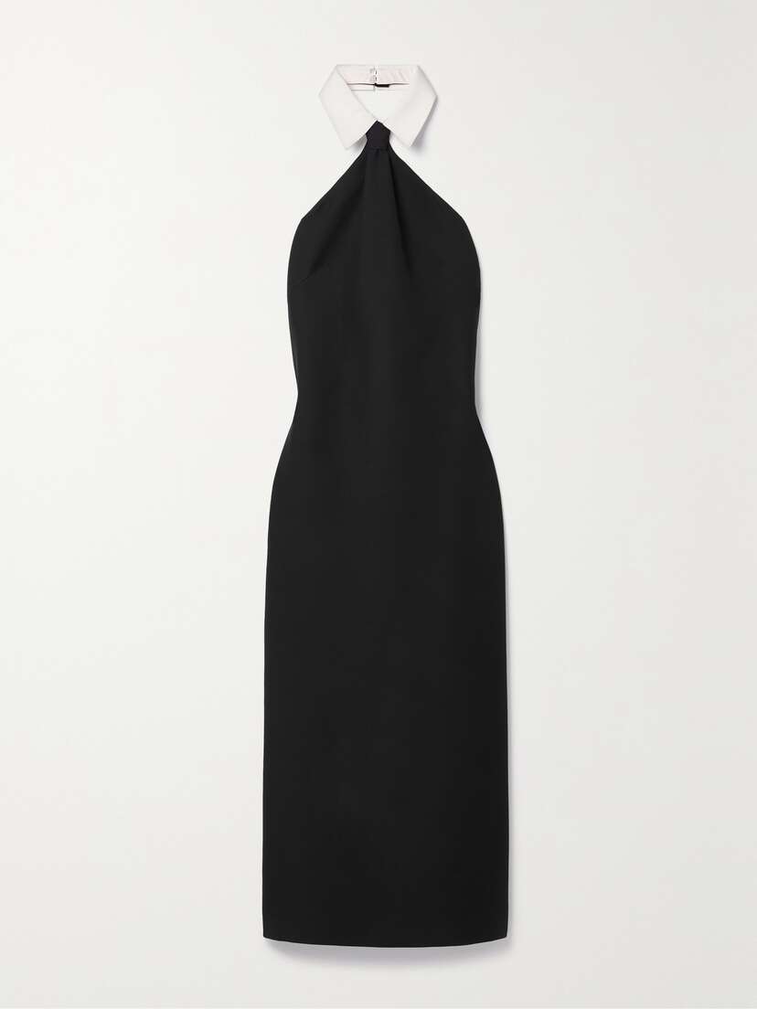 Valentino Garavani Wool And Silk-blend Halterneck Midi Dress