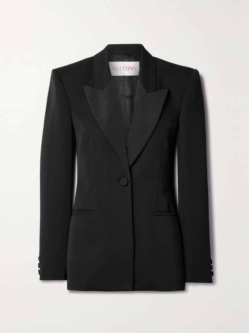 Valentino Garavani Faille-trimmed Wool Grain De Poudre Blazer