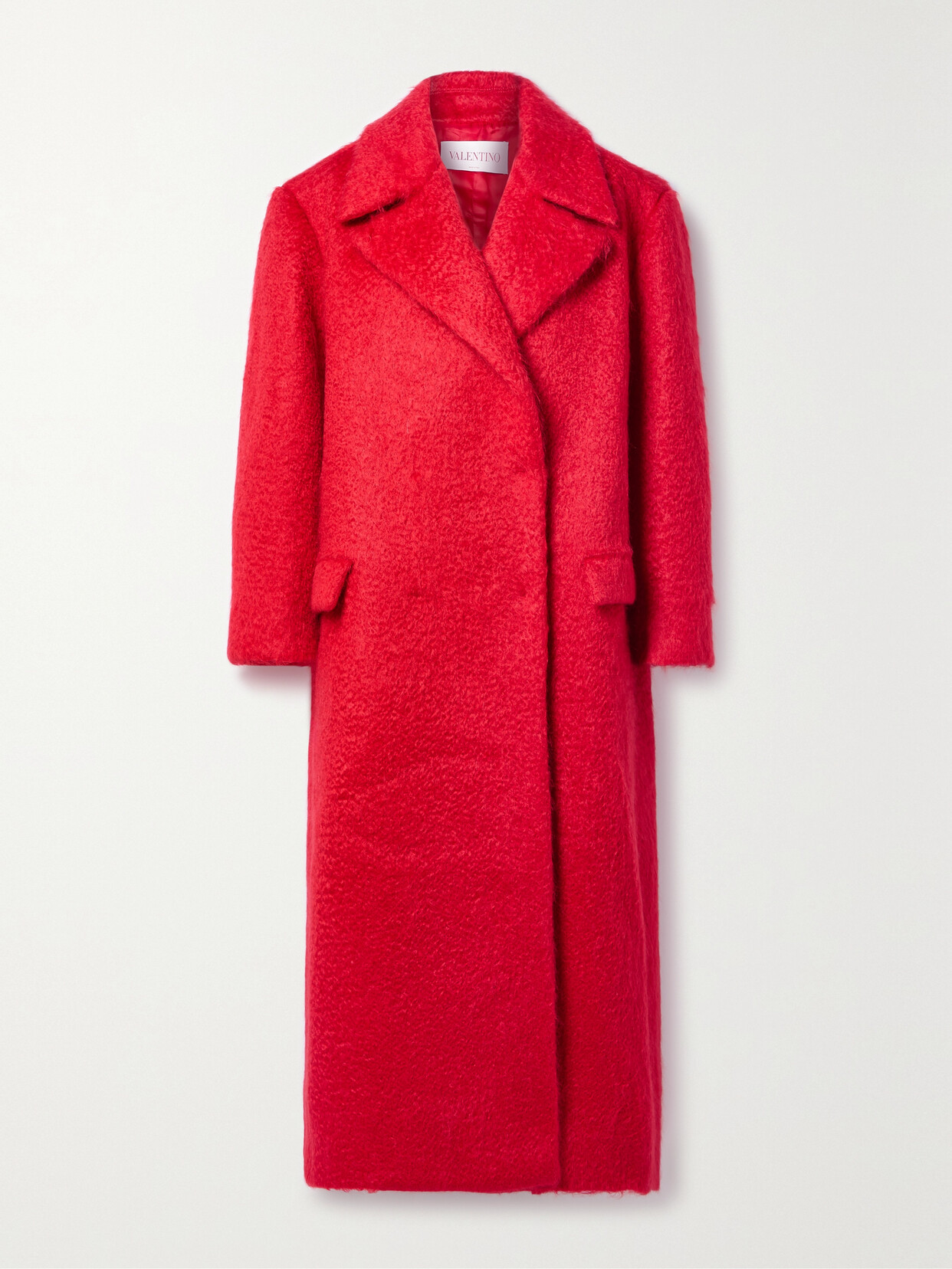 Shop Valentino Oversized Mohair-blend Coat In Red