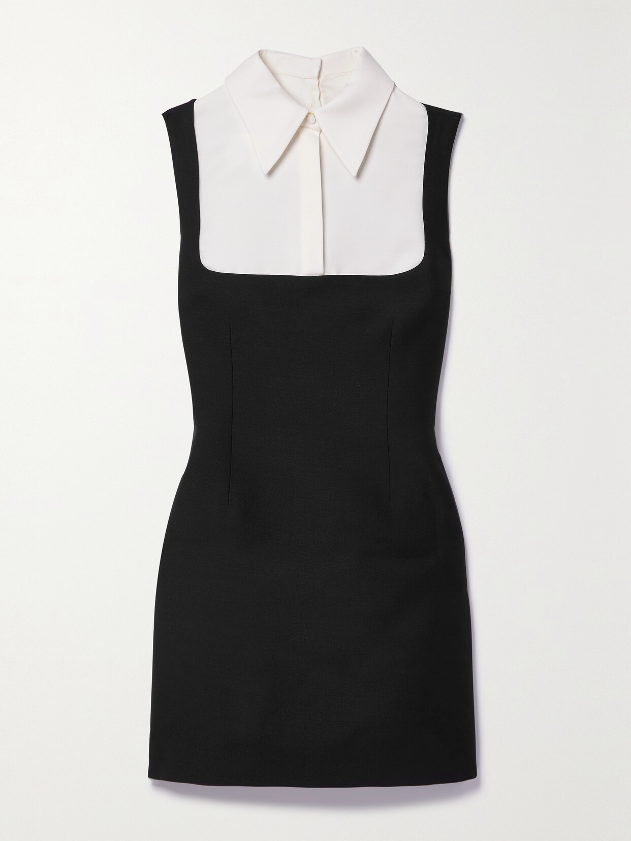 Shop Valentino Wool And Silk-blend Crepe Mini Dress In Black