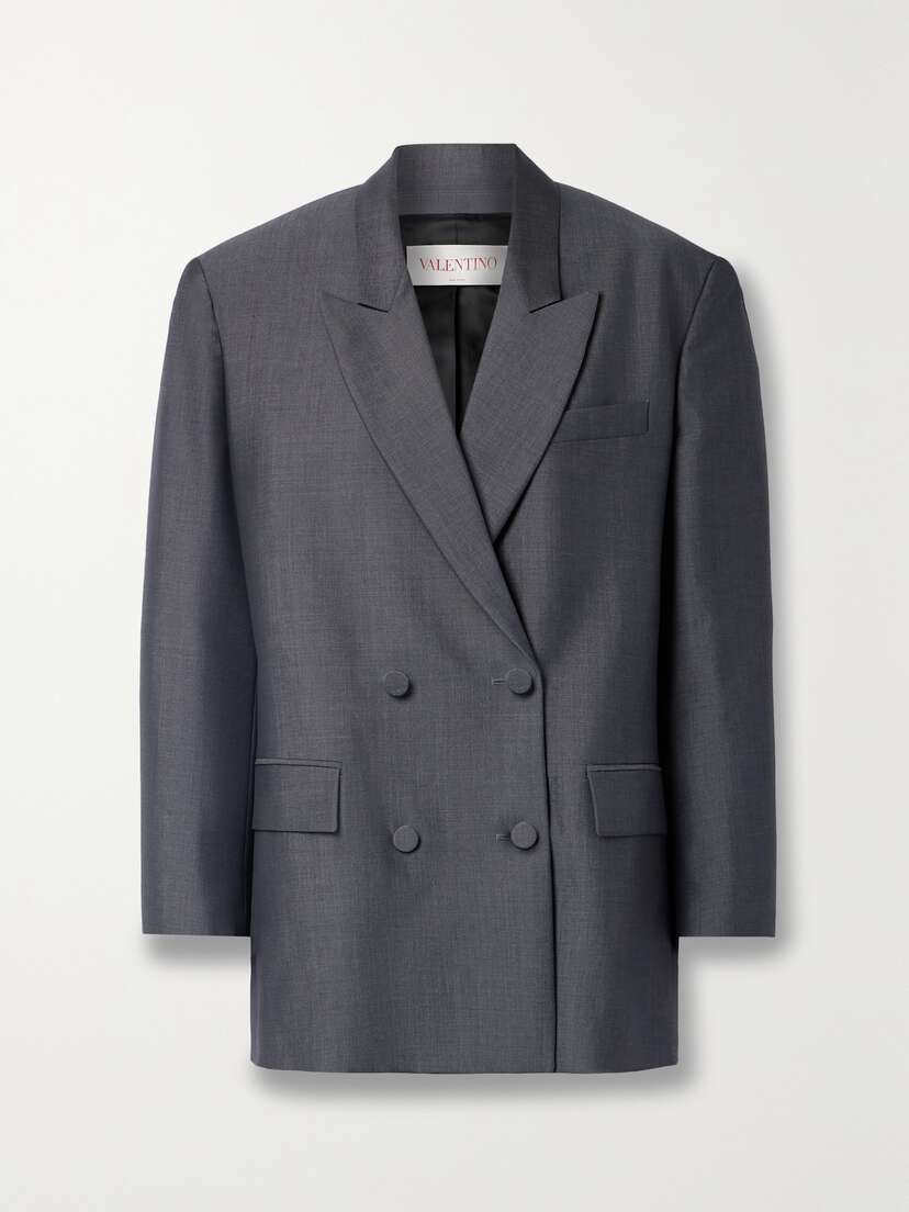 Valentino Garavani Double-breasted Mohair And Wool-blend Blazer