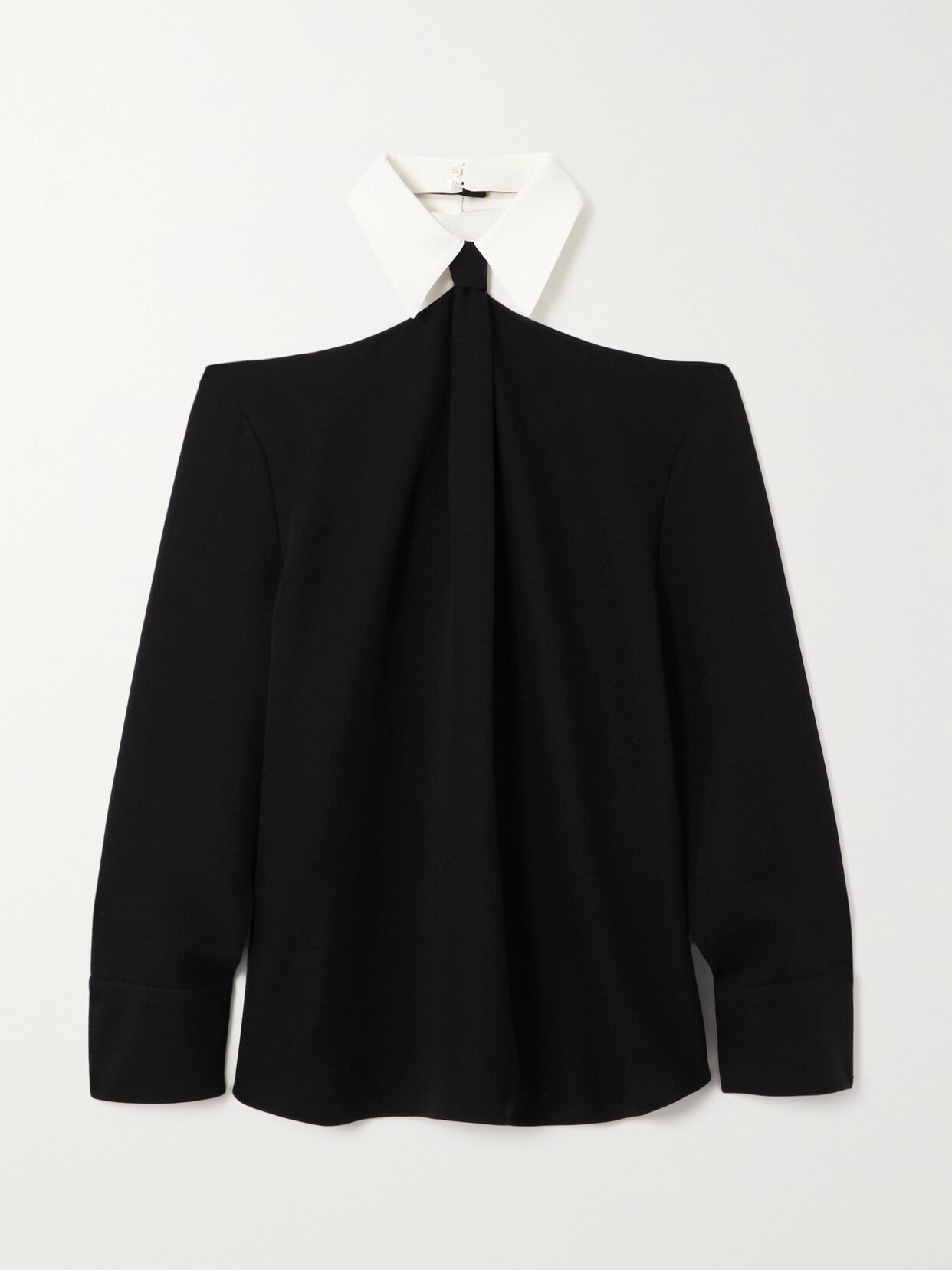 Valentino Garavani Cold-shoulder Silk-crepe Blouse - Black