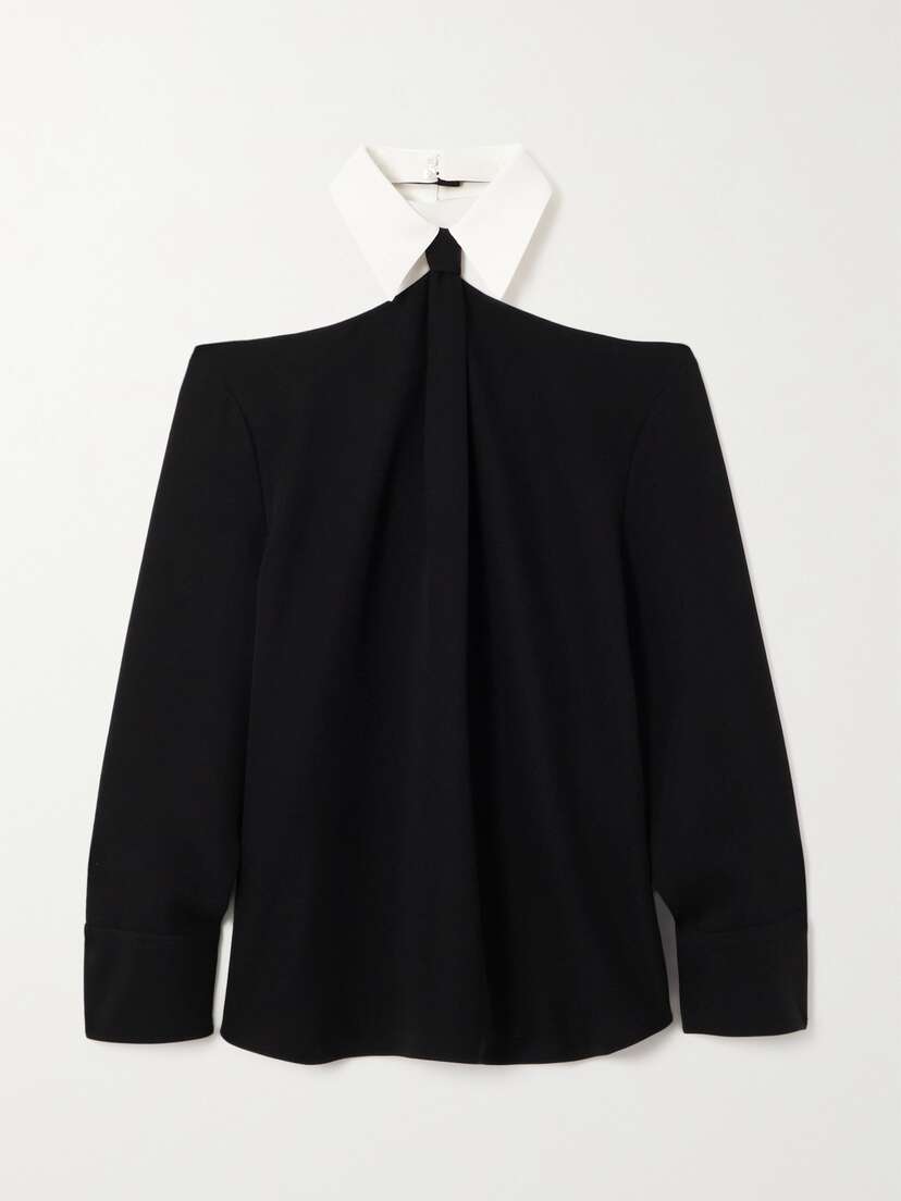 Valentino Garavani Cold-shoulder Silk-crepe Blouse