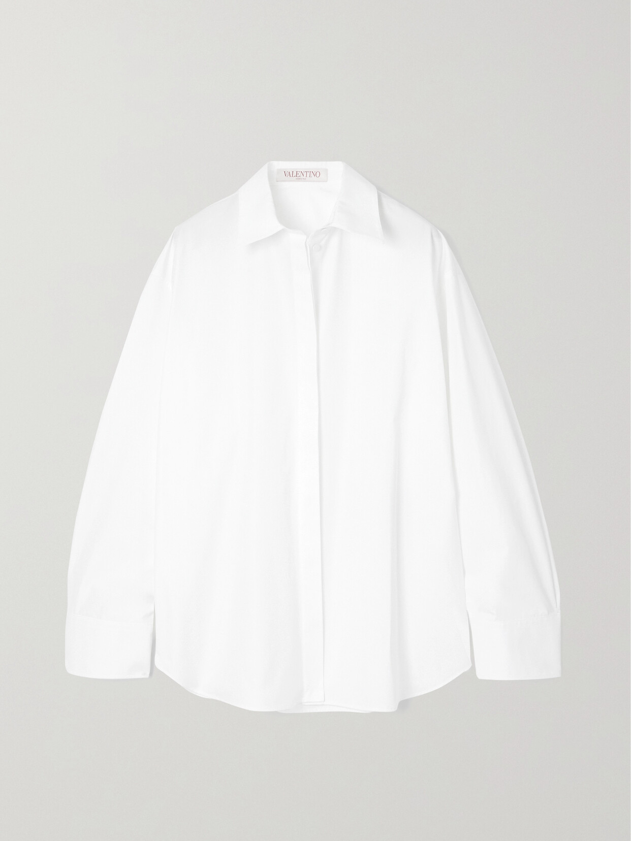 Valentino Oversized Cotton-poplin Shirt In White