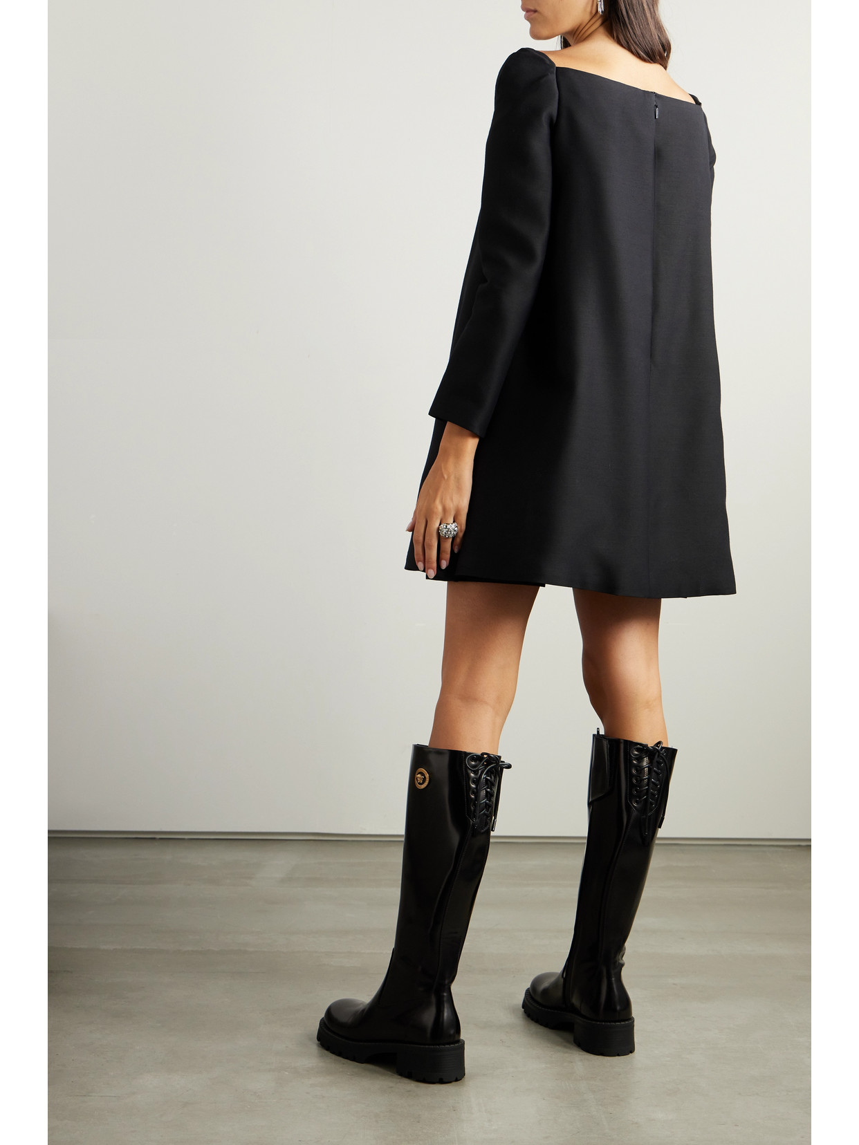 Versace Medusa '95 Box-pleat Mini Dress In Black