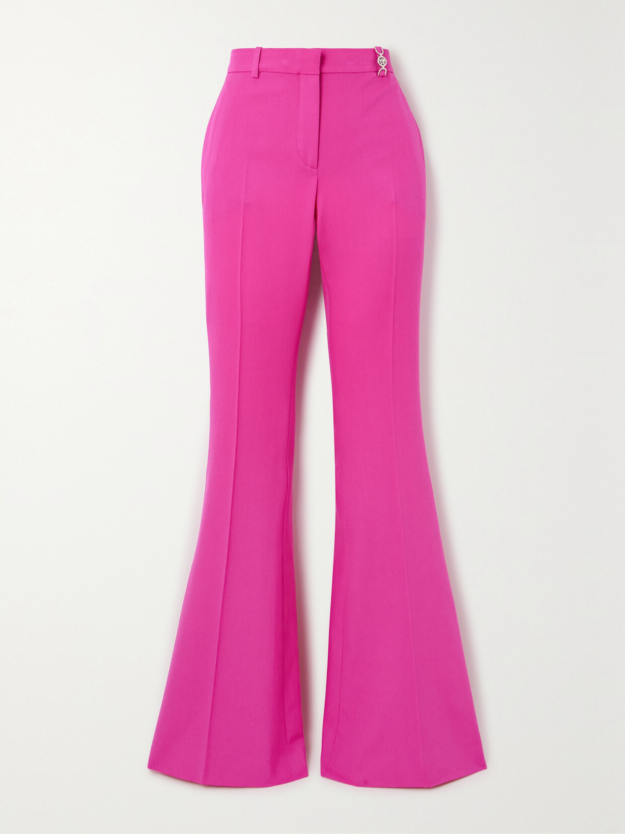 Versace Embellished Wool-twill Flared Pants In Pink