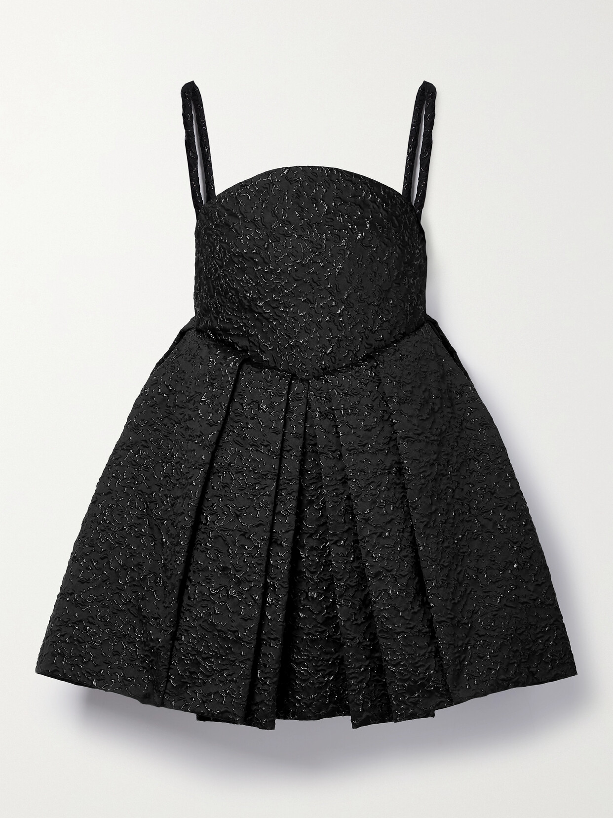 Versace Pleated Metallic Cloqué Mini Dress - Black