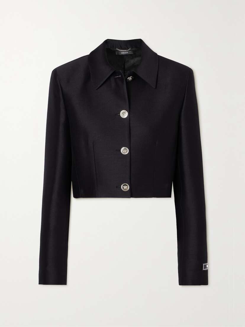 Versace Cropped Wool And Silk-blend Jacket