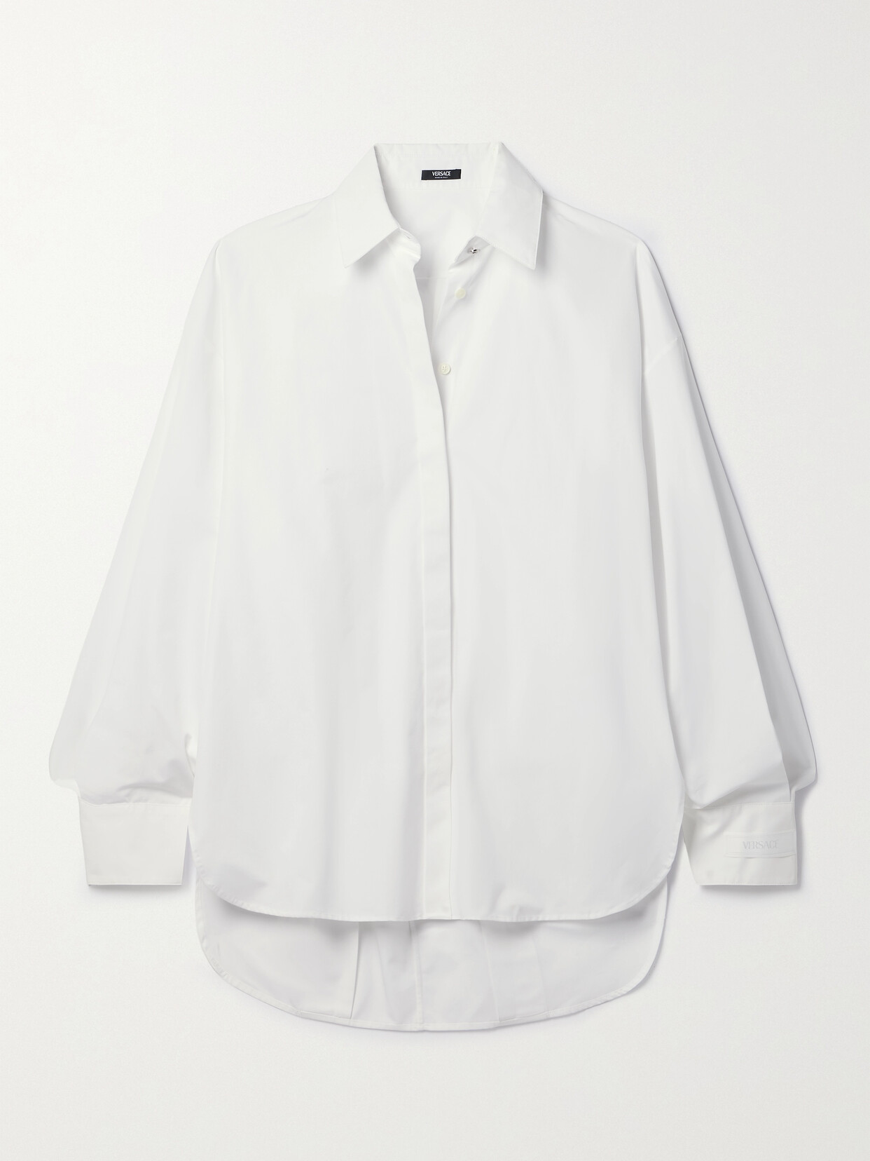 Versace Pleated Cotton-poplin Shirt In White