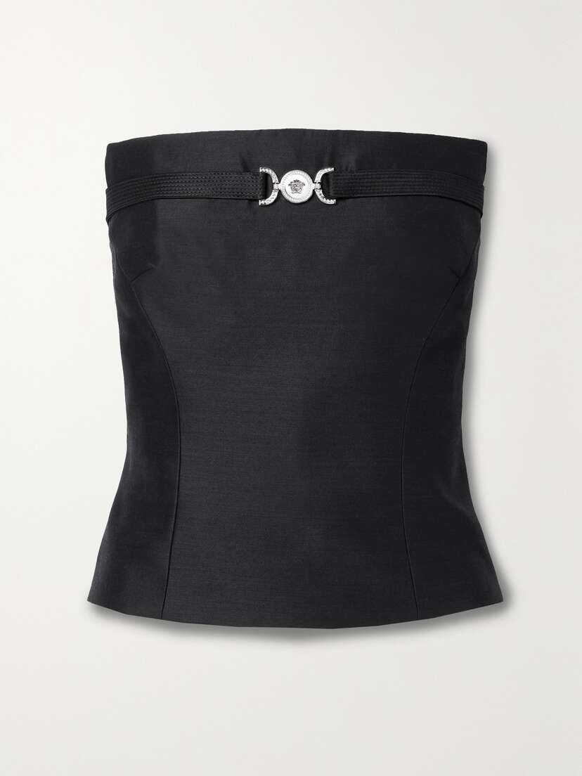 Versace Embellished Wool And Silk-blend Top