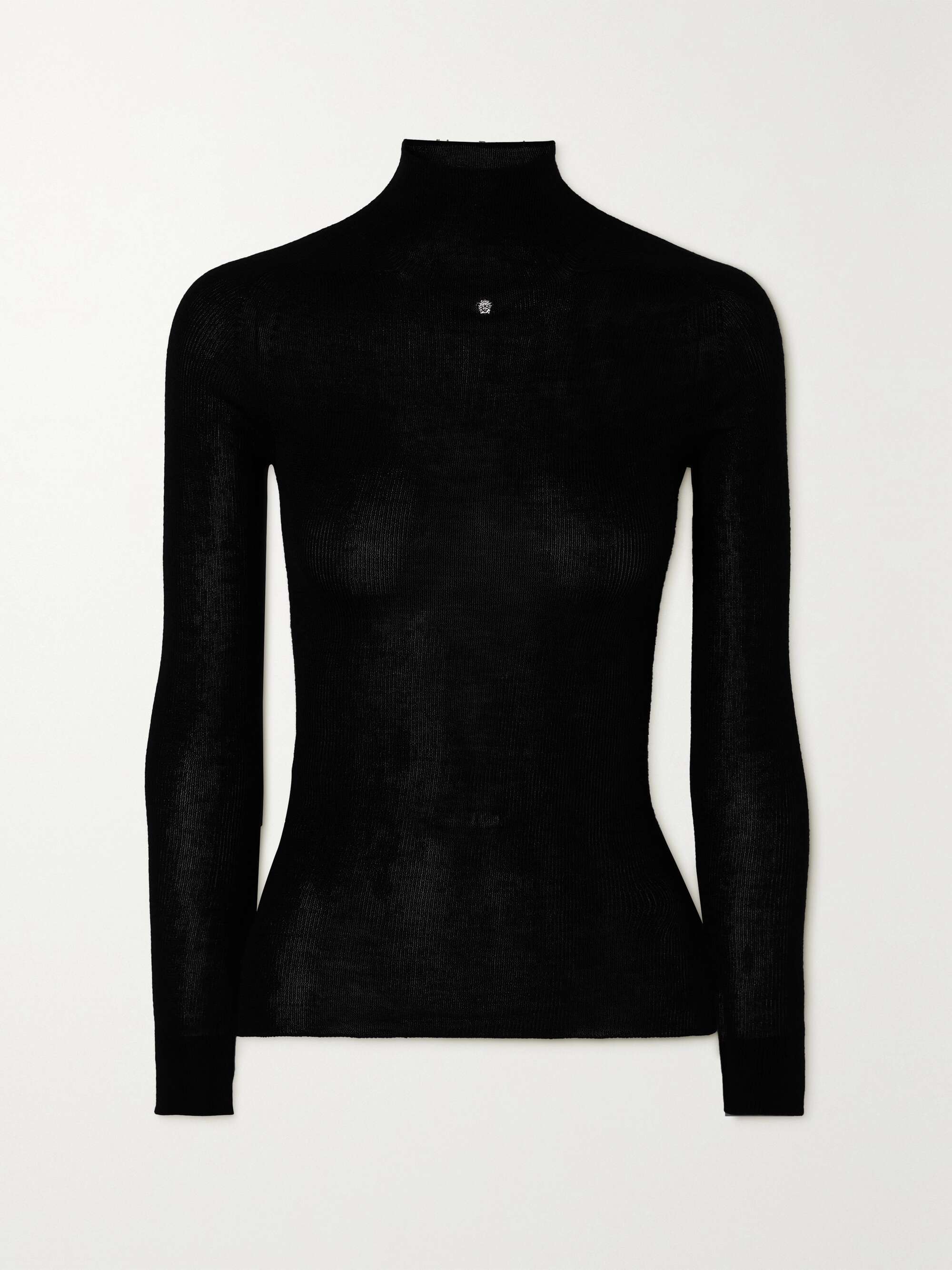 VERSACE Embellished cashmere and silk blend turtleneck sweater