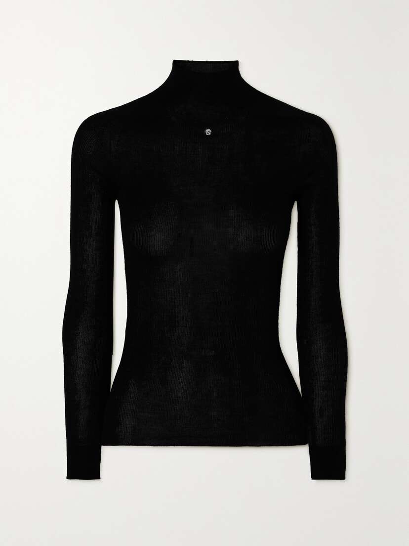 Versace Embellished Cashmere And Silk-blend Turtleneck Sweater