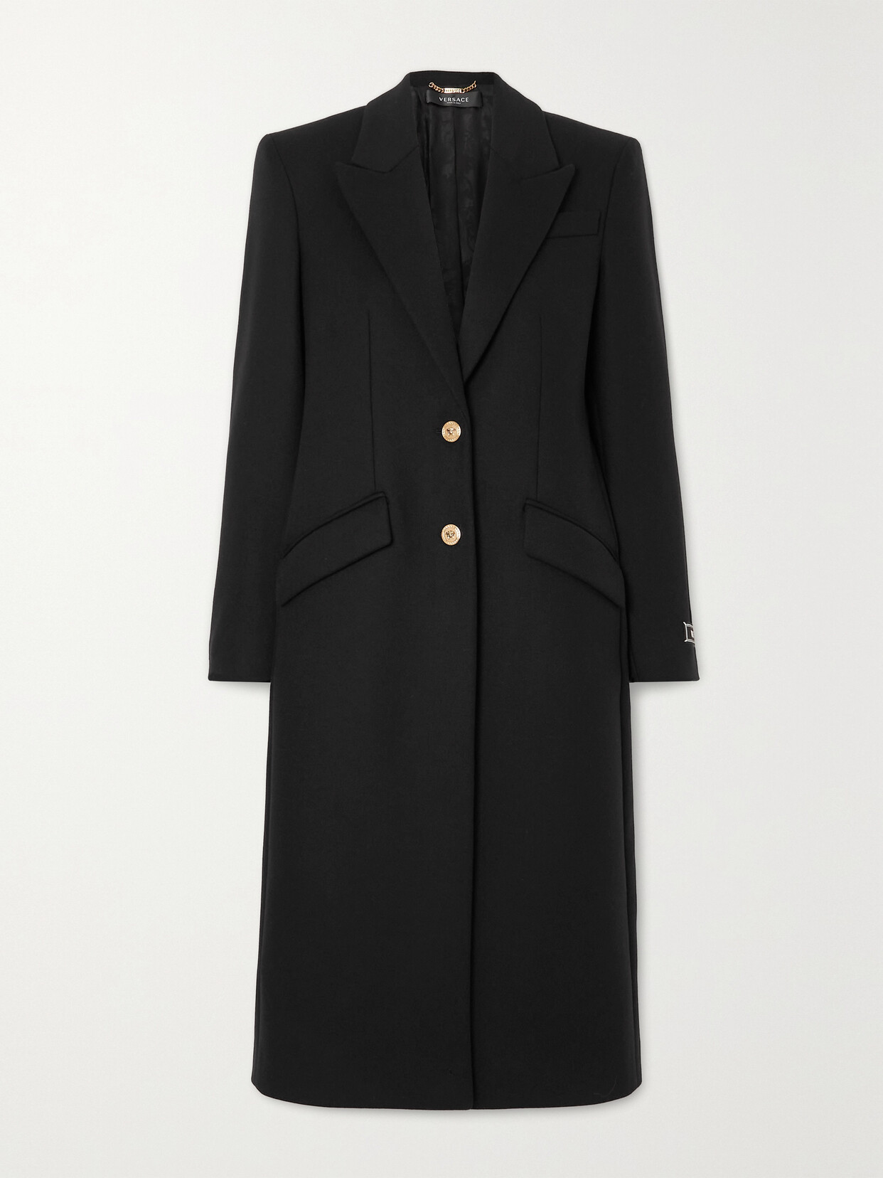 Versace - Icons Appliquéd Wool-blend Coat - Black