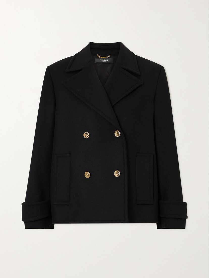 Versace Icons Double-breasted Wool-blend Drill Coat