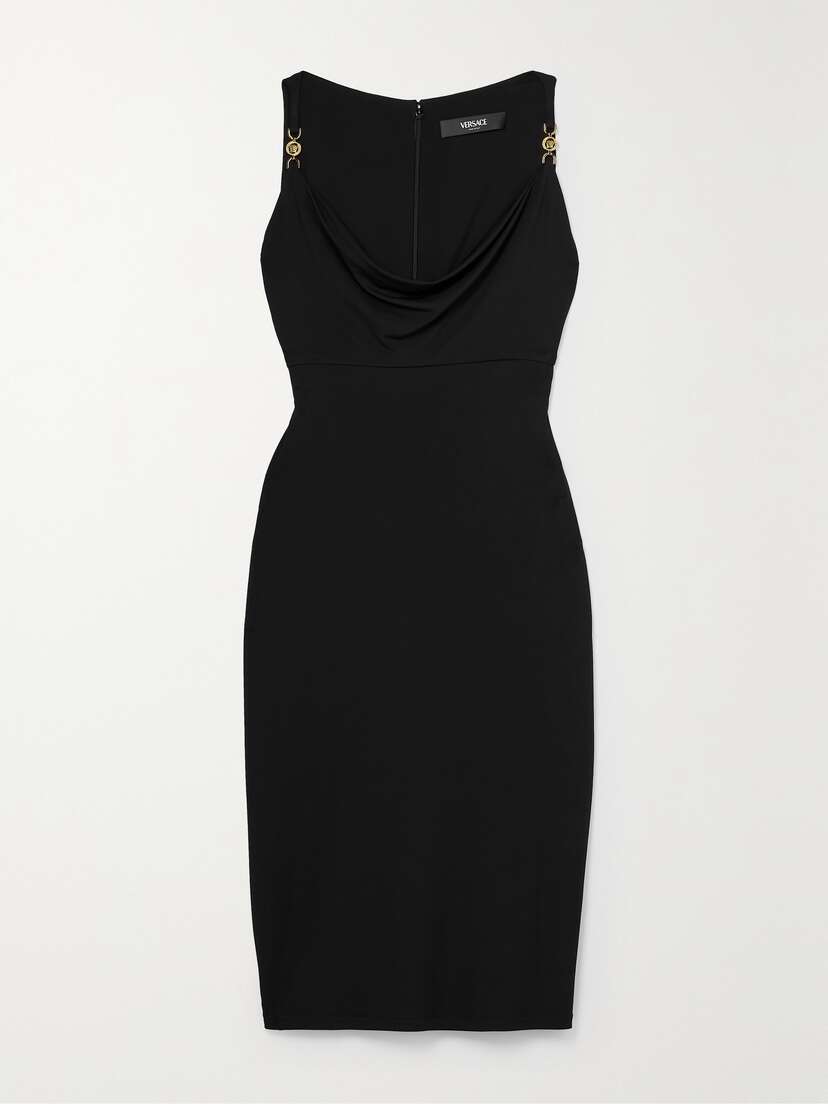 Versace Icons Embellished Draped Jersey Dress