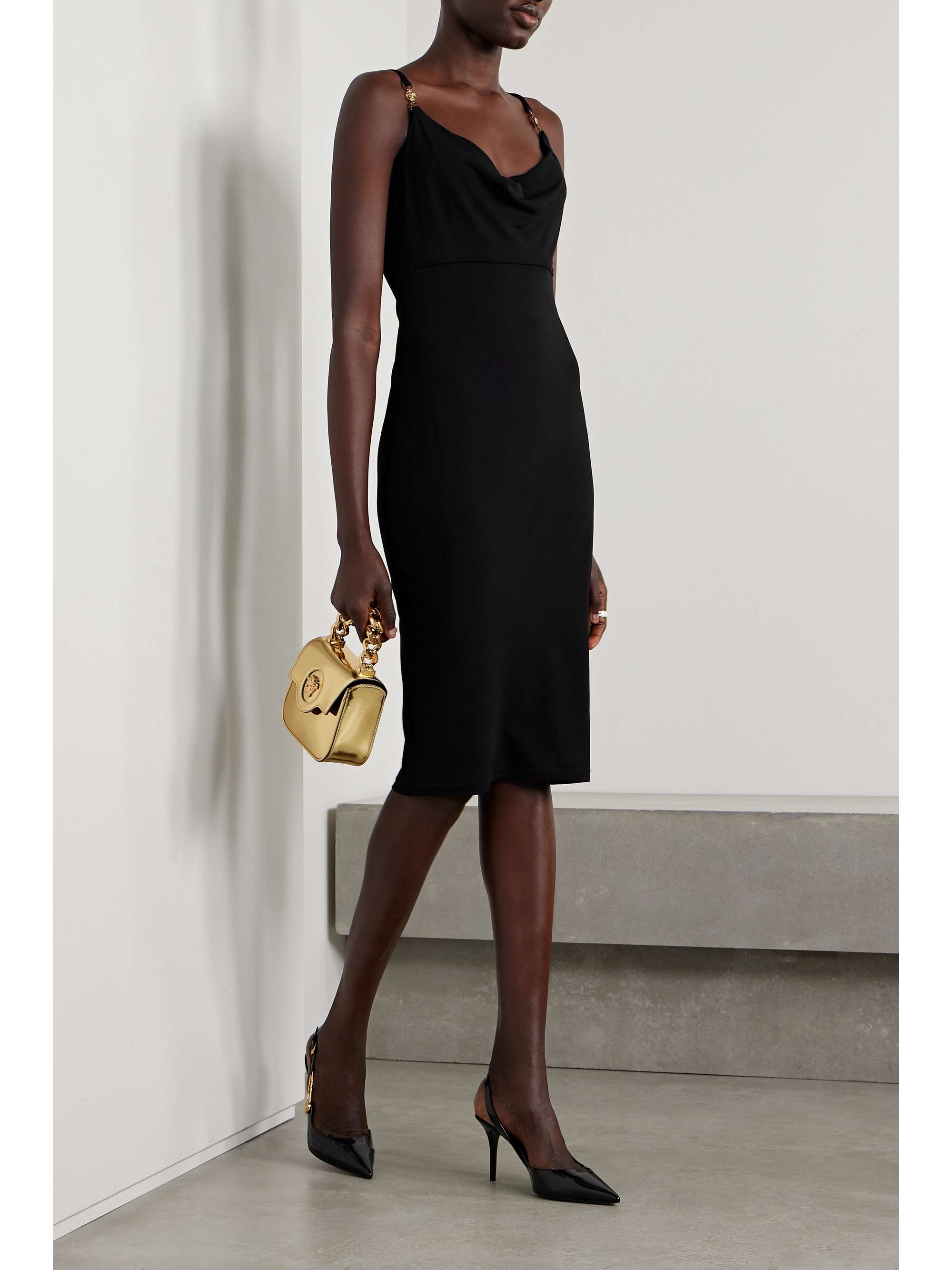 VERSACE Icons embellished draped jersey dress | NET-A-PORTER