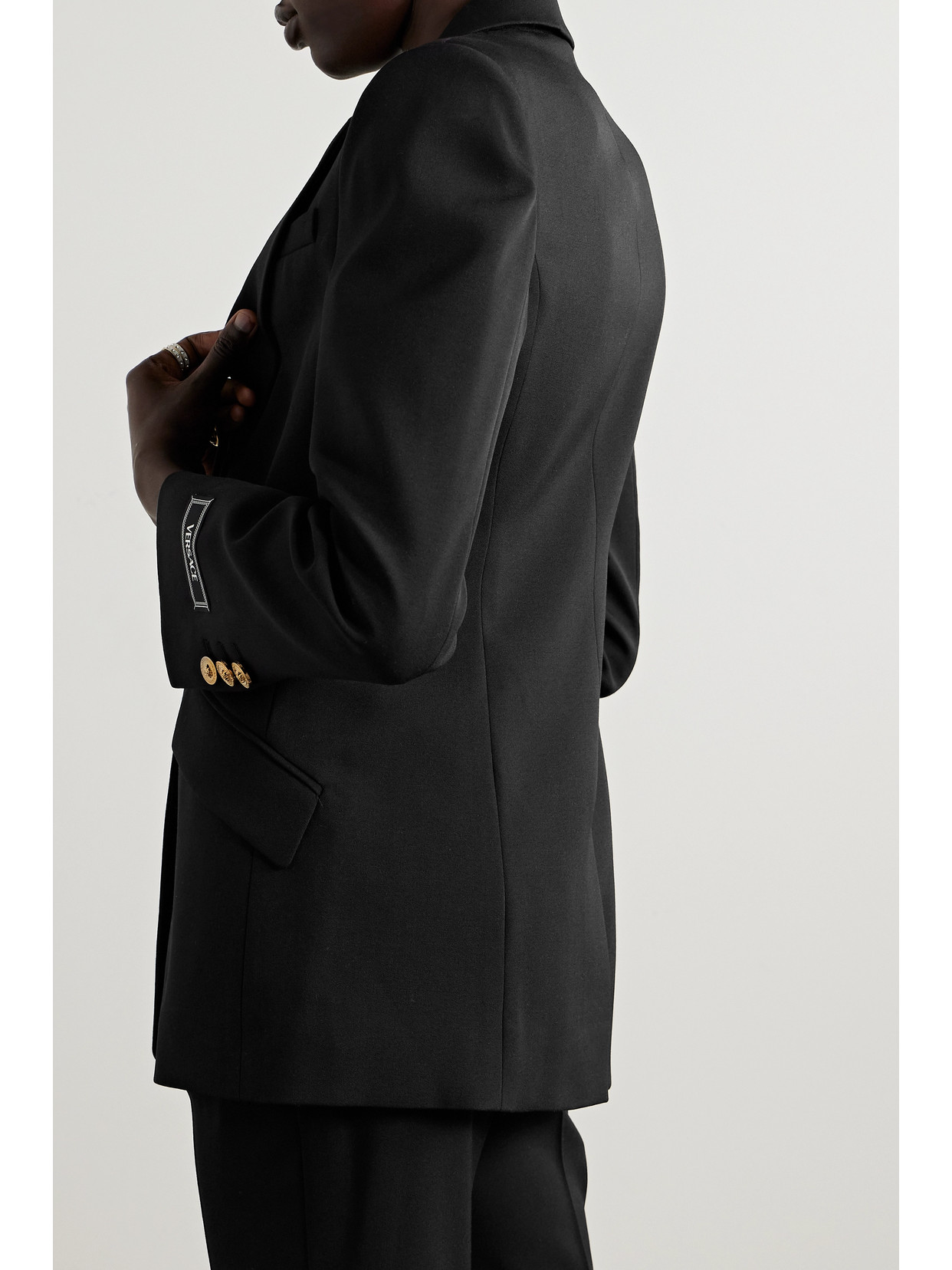 Shop Versace Icons Wool-blend Blazer In Black