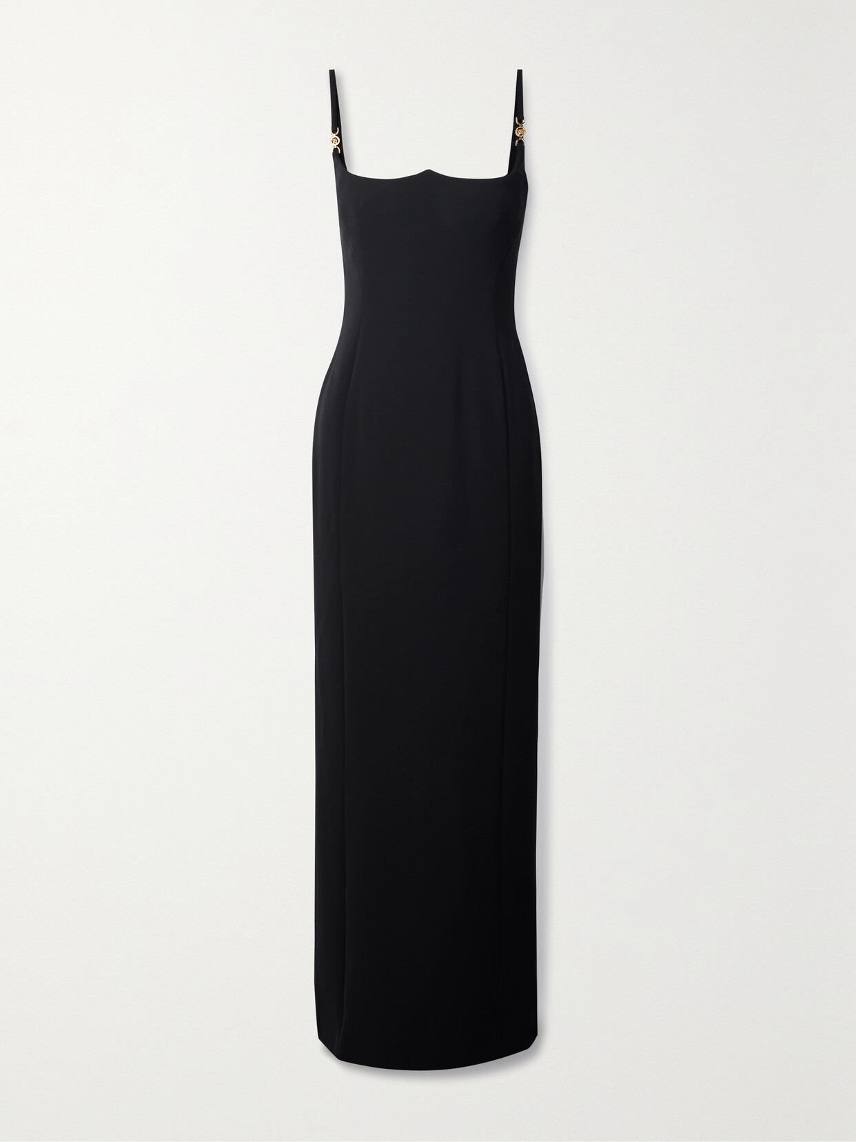 VERSACE ICONS EMBELLISHED SILK-CADY MAXI DRESS