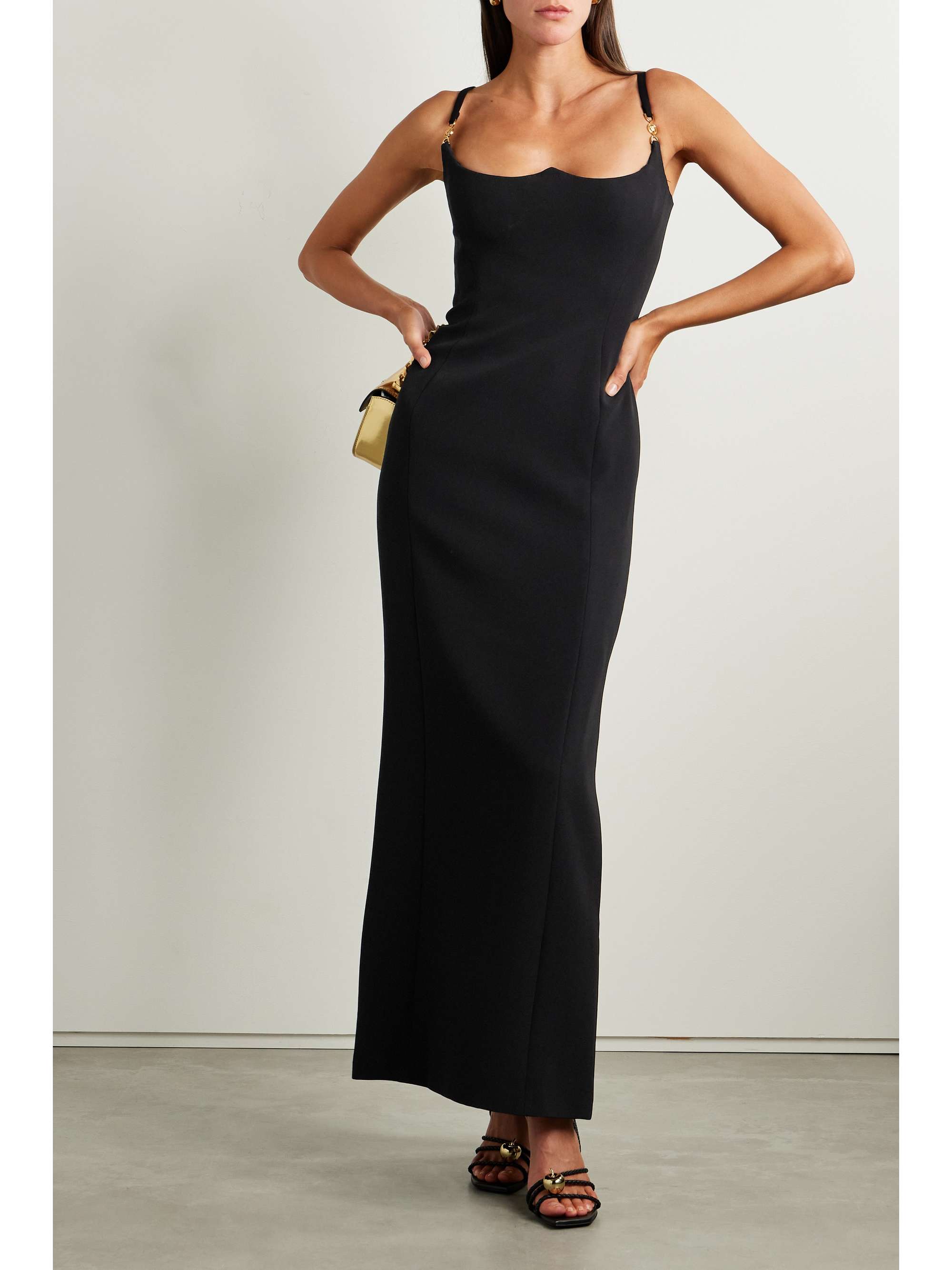 VERSACE Icons embellished silk-cady maxi dress | NET-A-PORTER