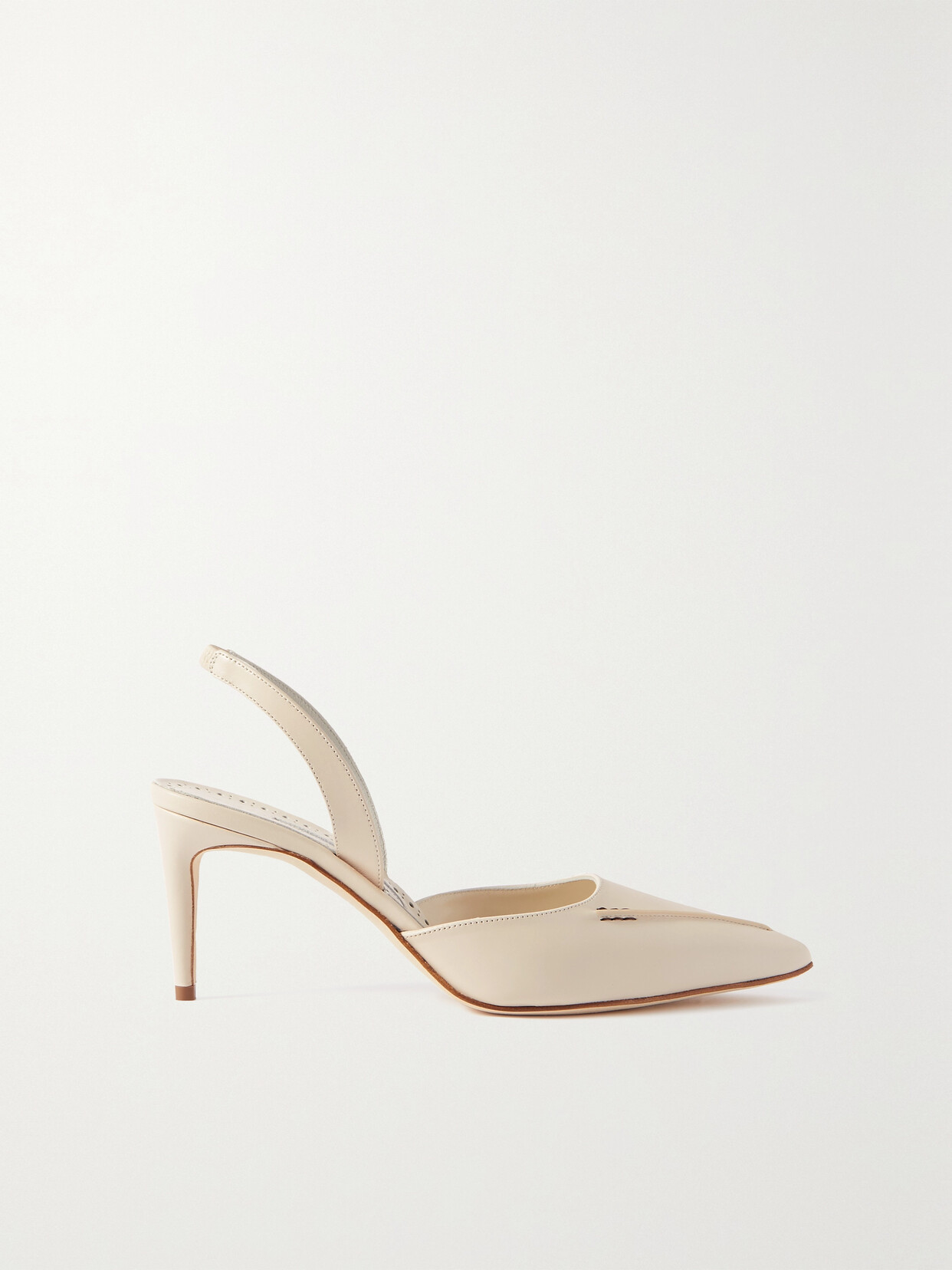 Manolo Blahnik Homeralsi 70 Embroidered Leather Slingback Pumps - Cream