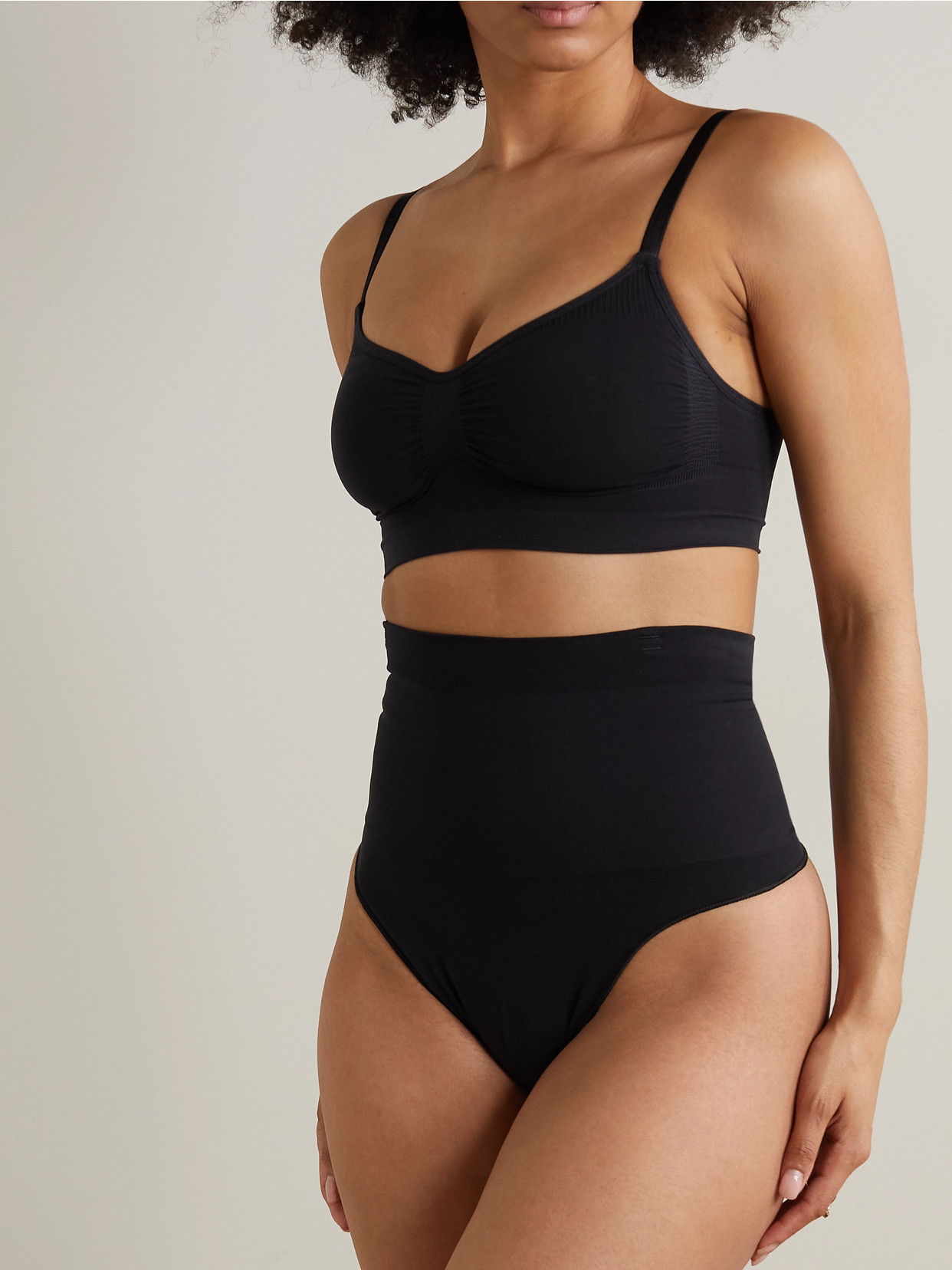 Shop Skims Core Control High Waist Thong In Black