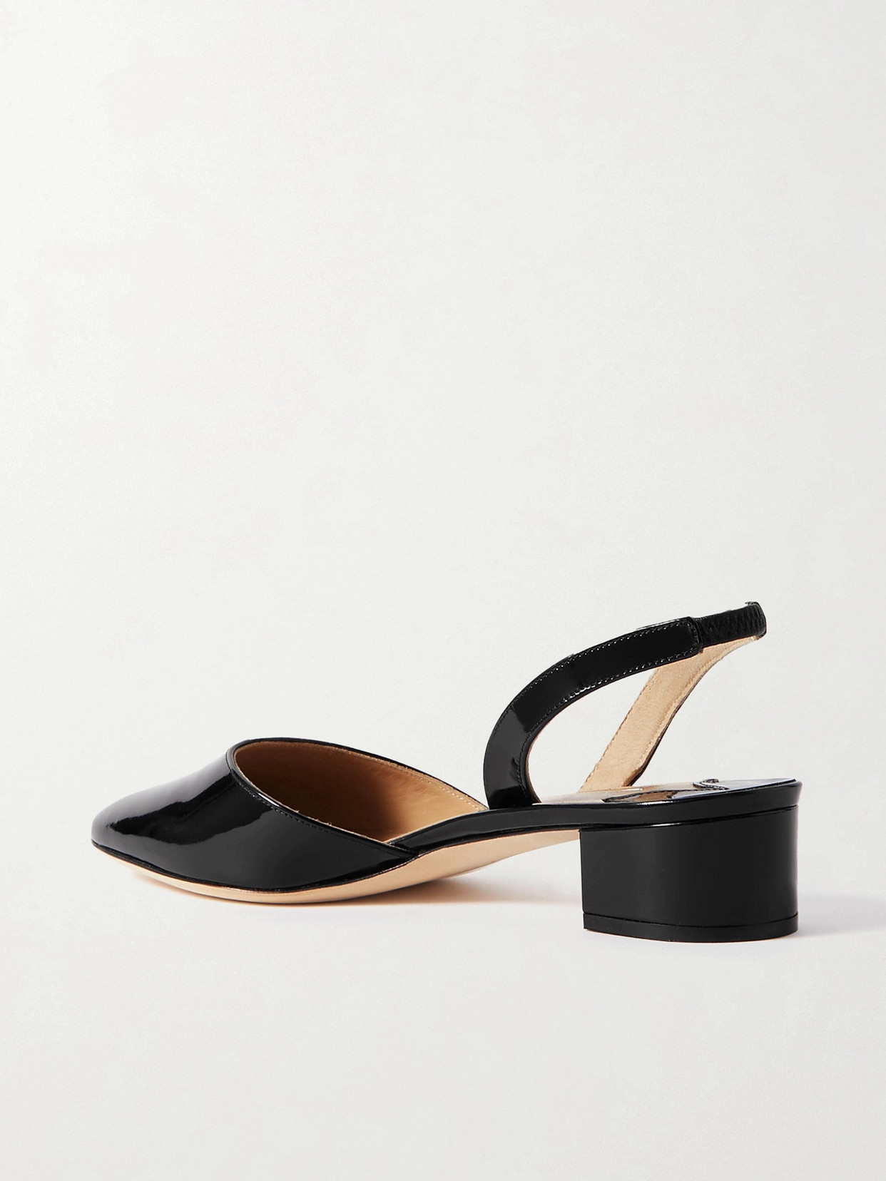 MANOLO BLAHNIK ASPRO 30 PATENT-LEATHER SLINGBACK POINT-TOE PUMPS