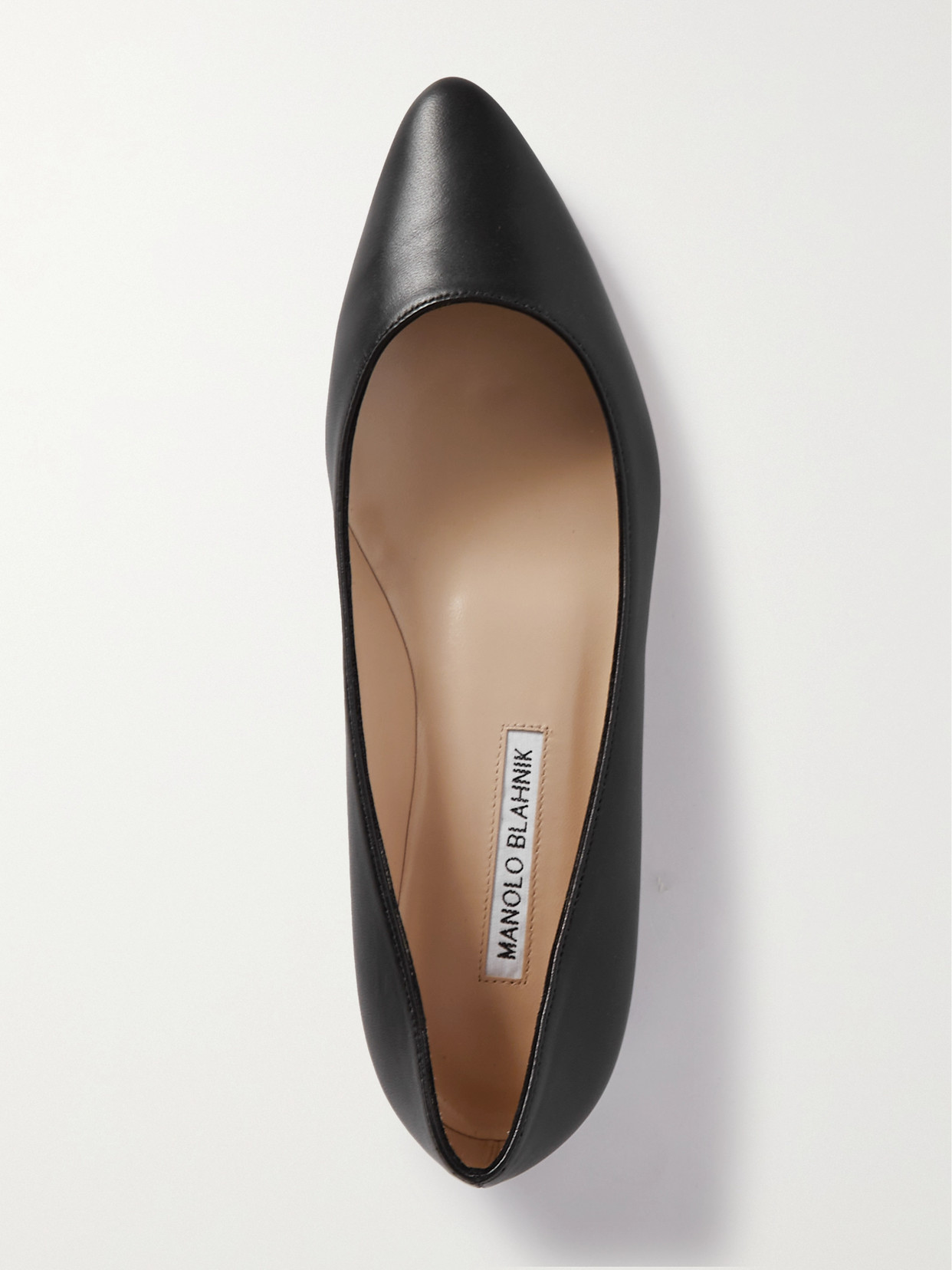 Shop Manolo Blahnik Bb 10 Leather Point-toe Flats In Black