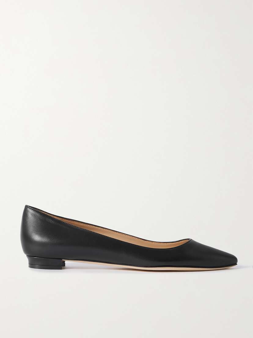 Manolo Blahnik Bb 10 Leather Point-toe Flats