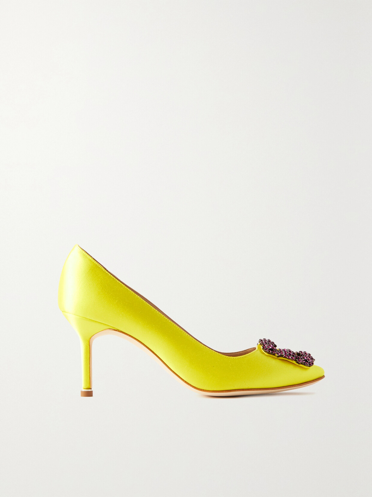 Manolo Blahnik Hangisi 90 Crystal-embellished Satin Pumps