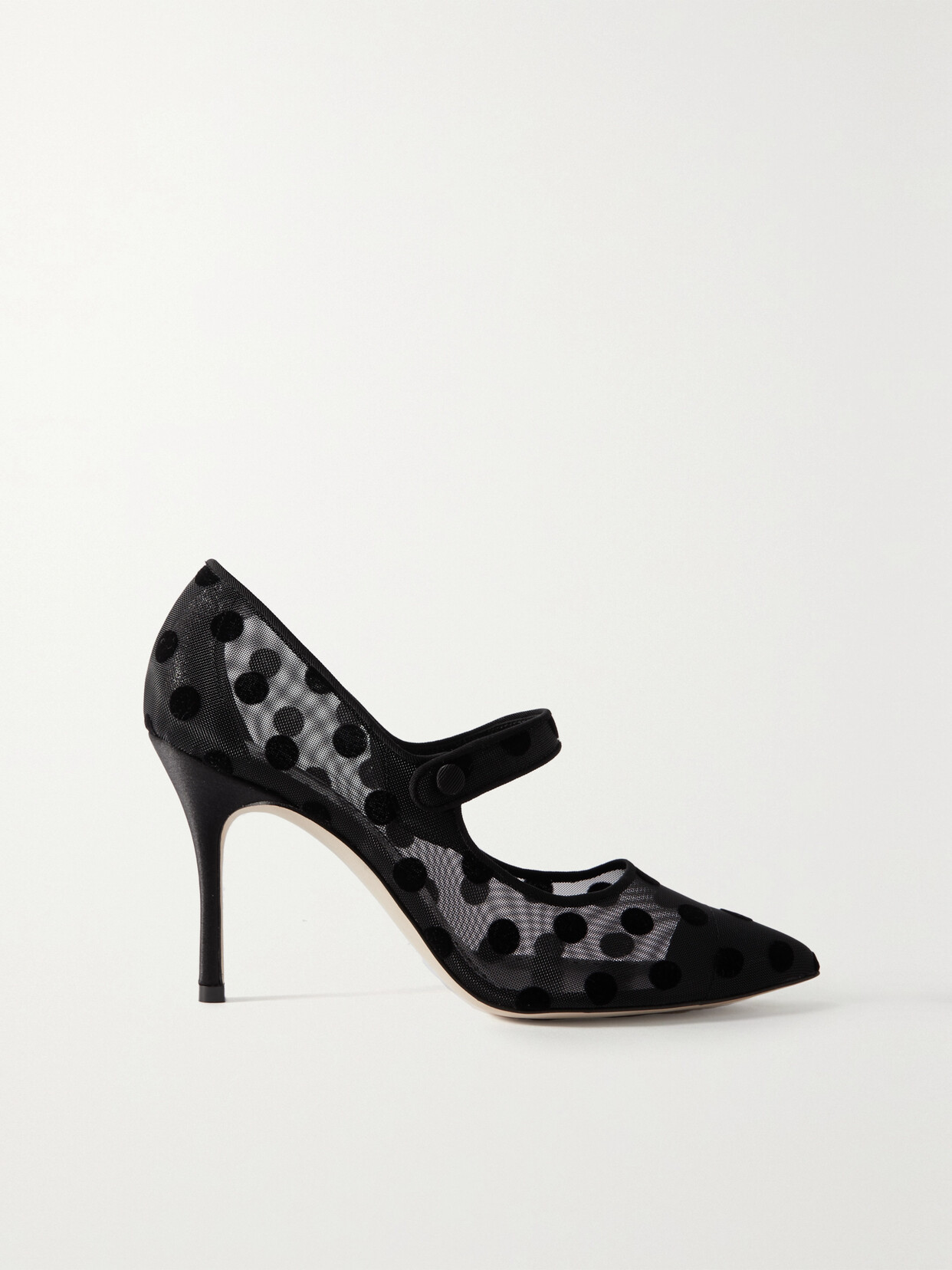 Manolo Blahnik Campari Polka Dot Mesh Pumps In Blck0015yoth9937