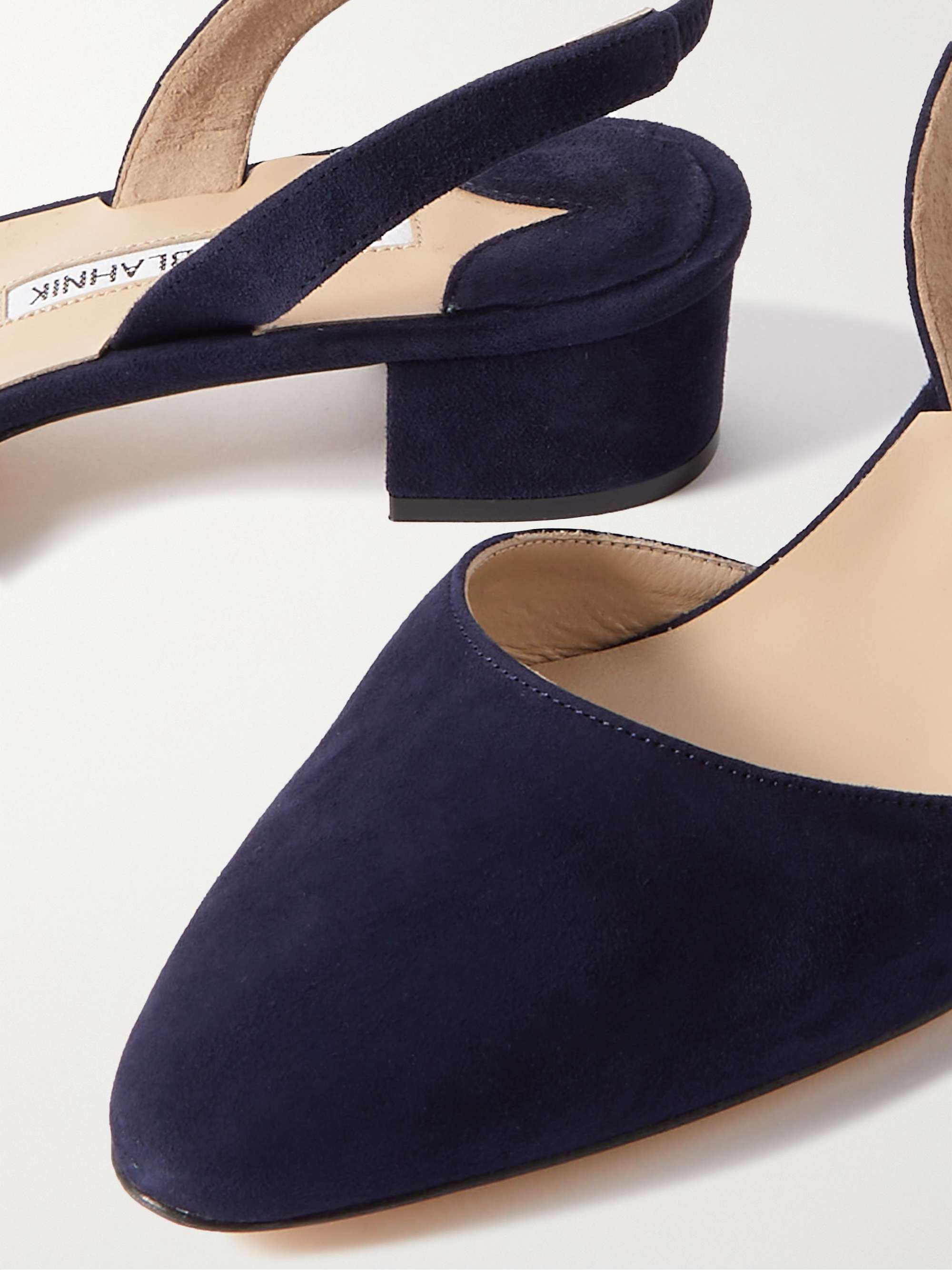 MANOLO BLAHNIK Aspro 30 suede slingback point-toe pumps | NET-A-PORTER