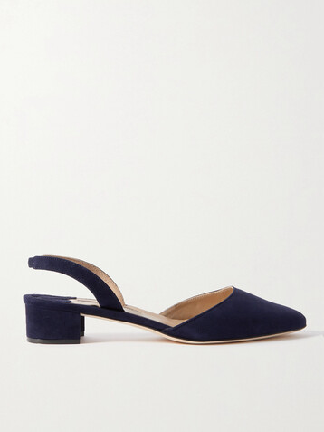 MANOLO BLAHNIK Aspro 30 suede slingback point-toe pumps