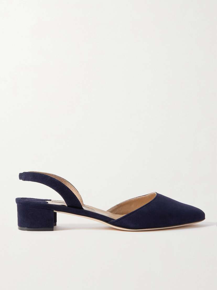Manolo Blahnik Aspro 30 Suede Slingback Point-toe Pumps