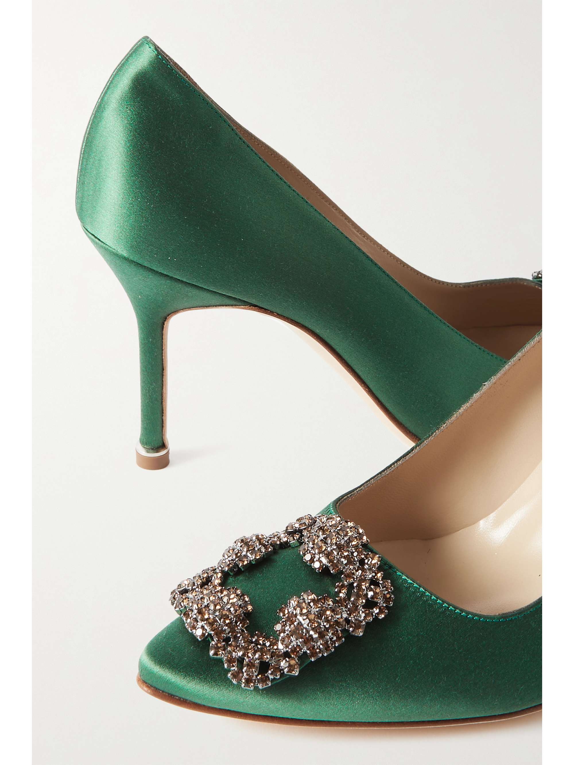 MANOLO BLAHNIK Hangisi 90 crystal-embellished satin pumps