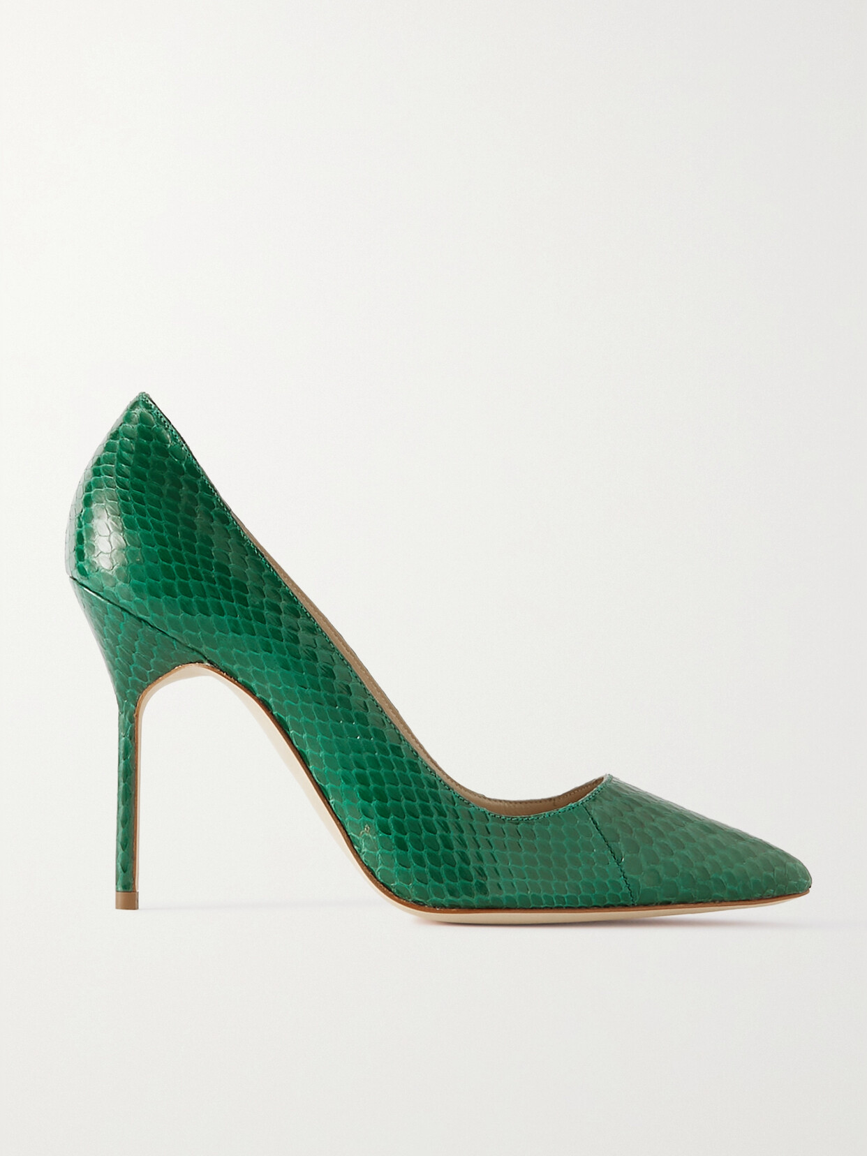Manolo Blahnik Bb 105 Elaphe Point-toe Pumps - Green
