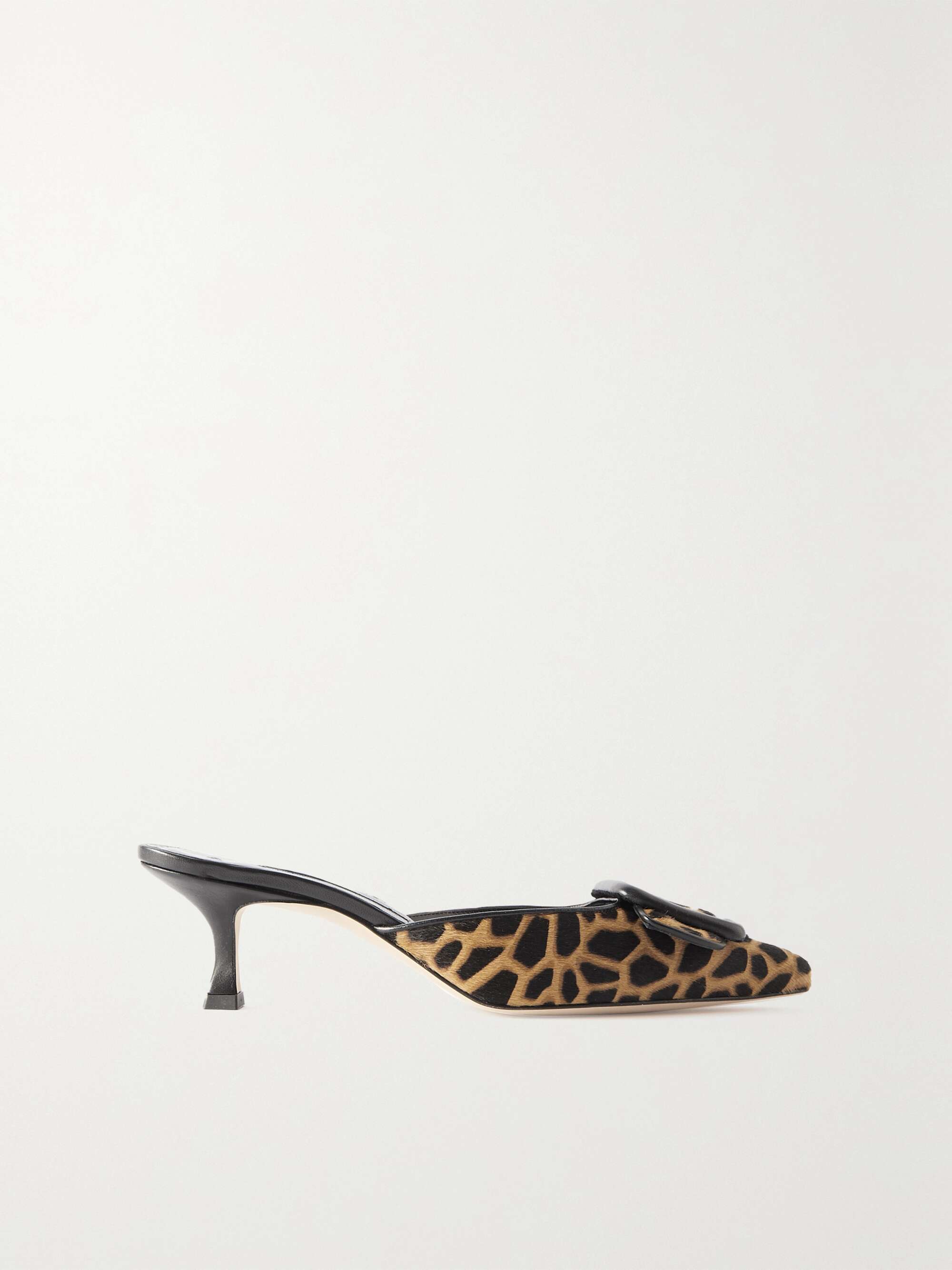 MANOLO BLAHNIK Maysalebi 50 giraffe-print calf hair mules | NET-A-PORTER