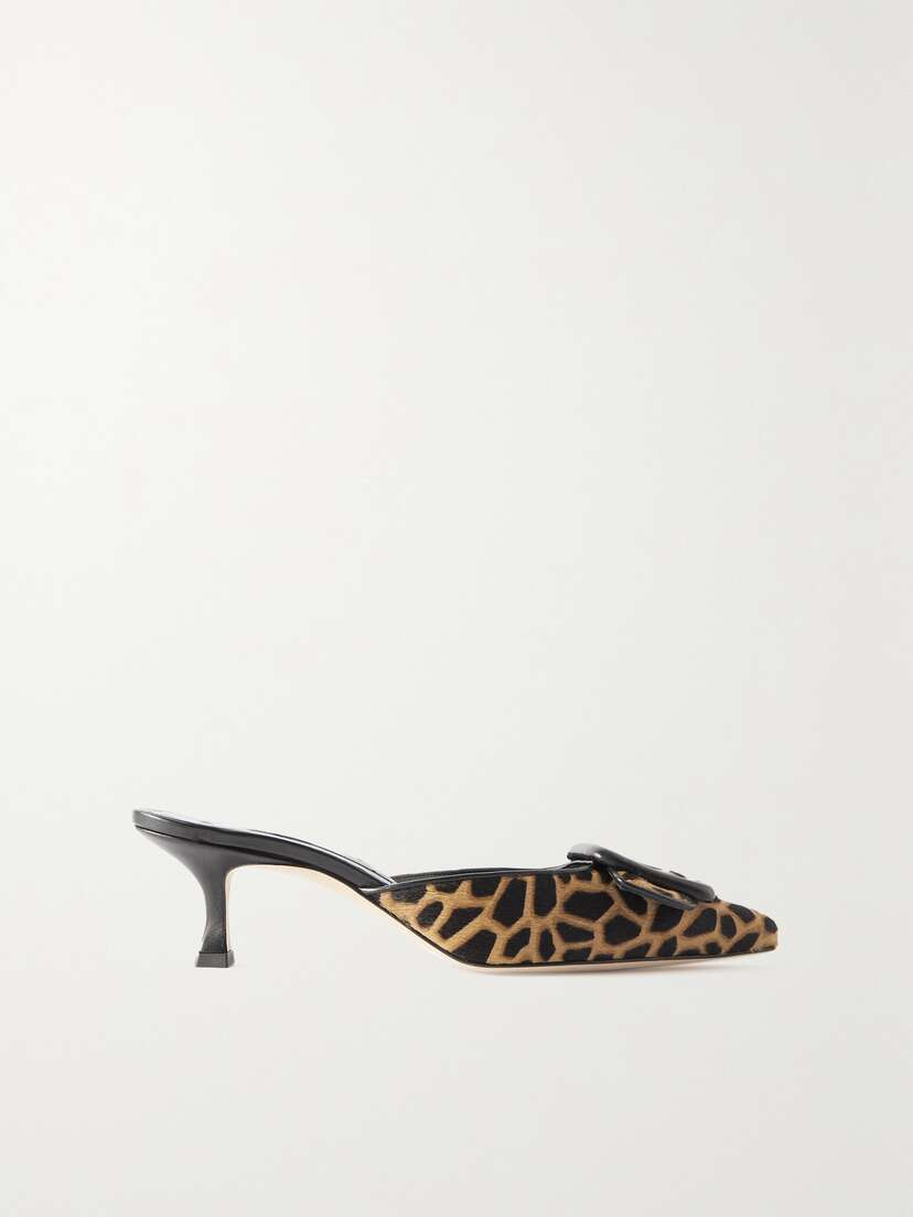 Manolo Blahnik Maysalebi 50 Giraffe-print Calf Hair Mules