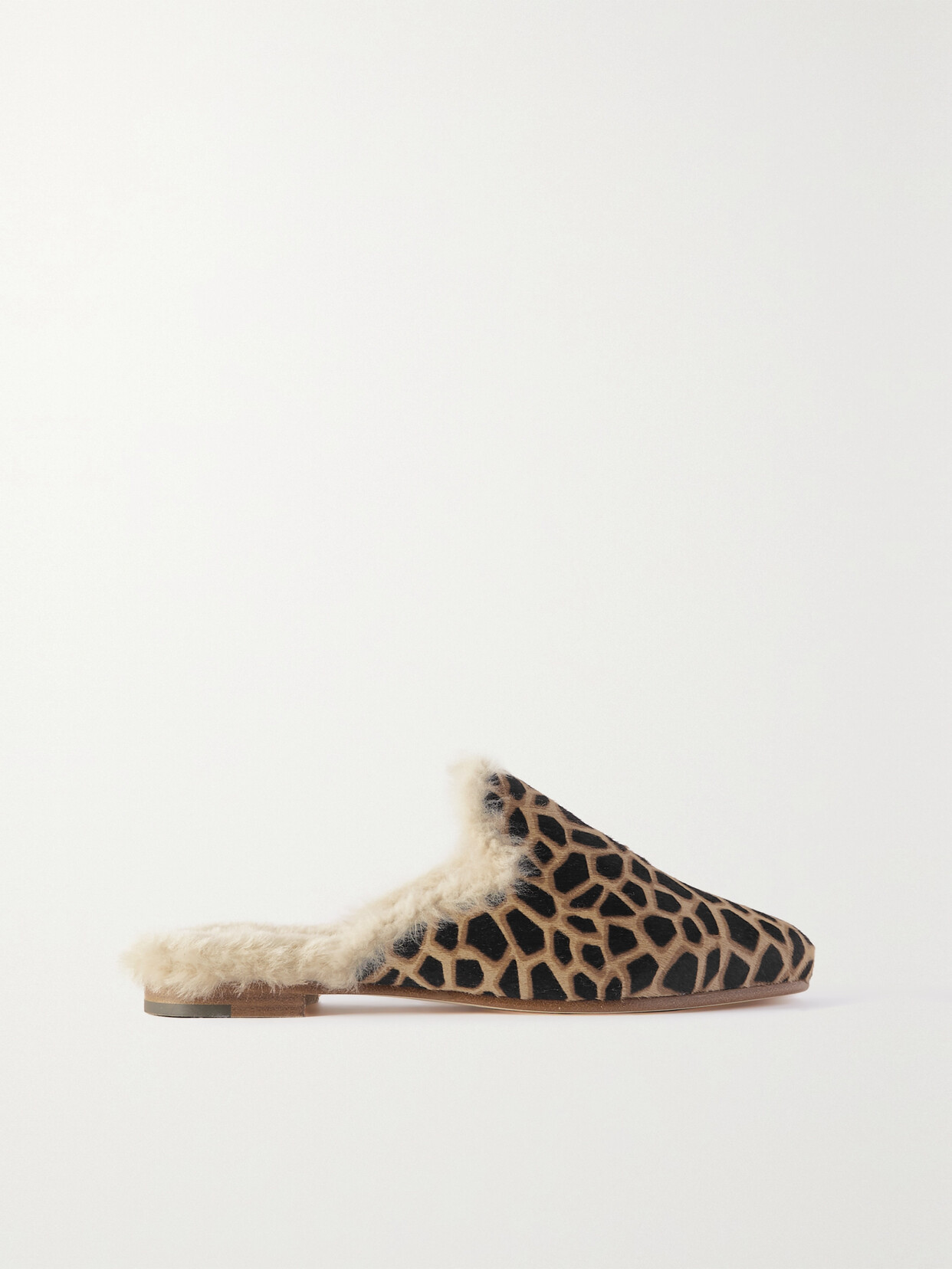 Manolo Blahnik - Mariamu Shearling-lined Printed Calf Hair Slippers - Brown