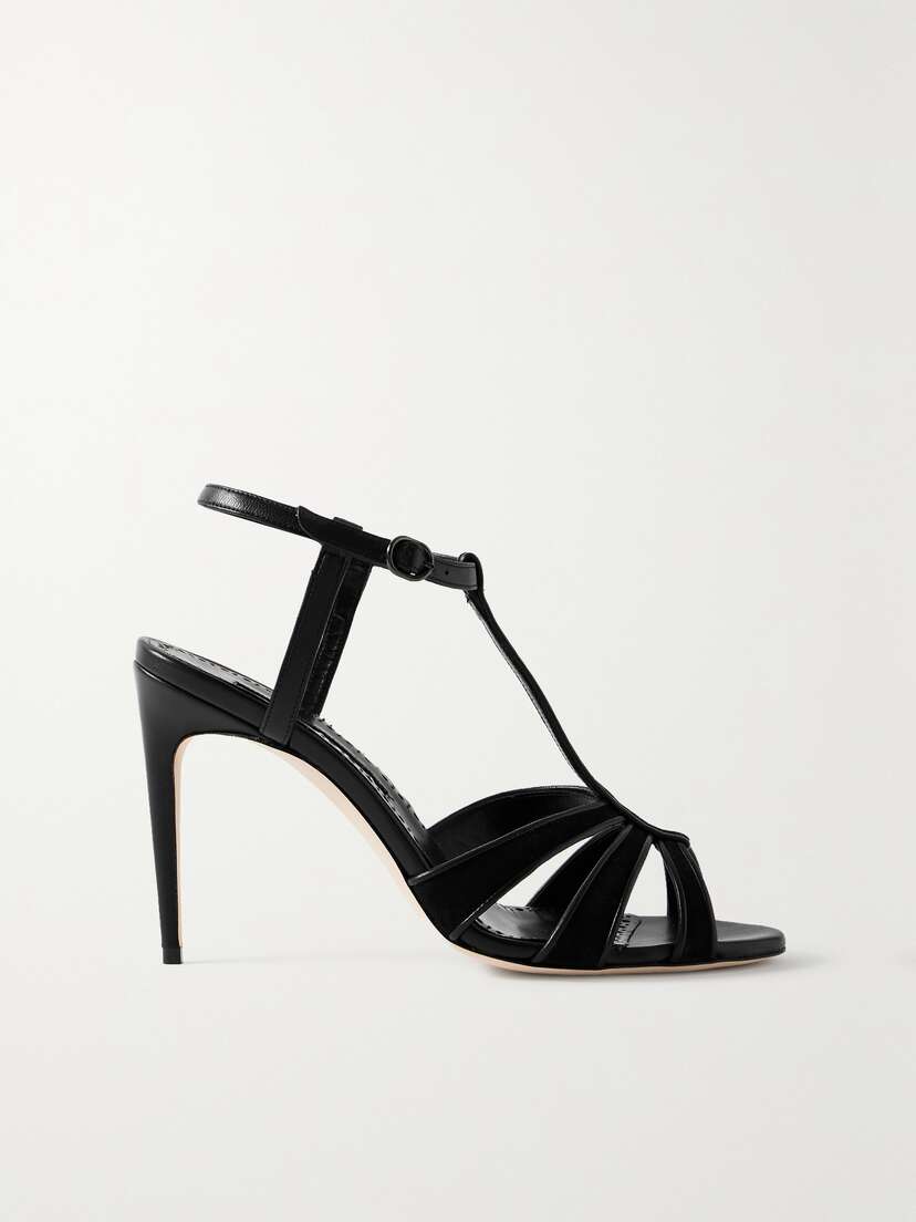 Manolo Blahnik Plotana 105 Leather And Suede Sandals