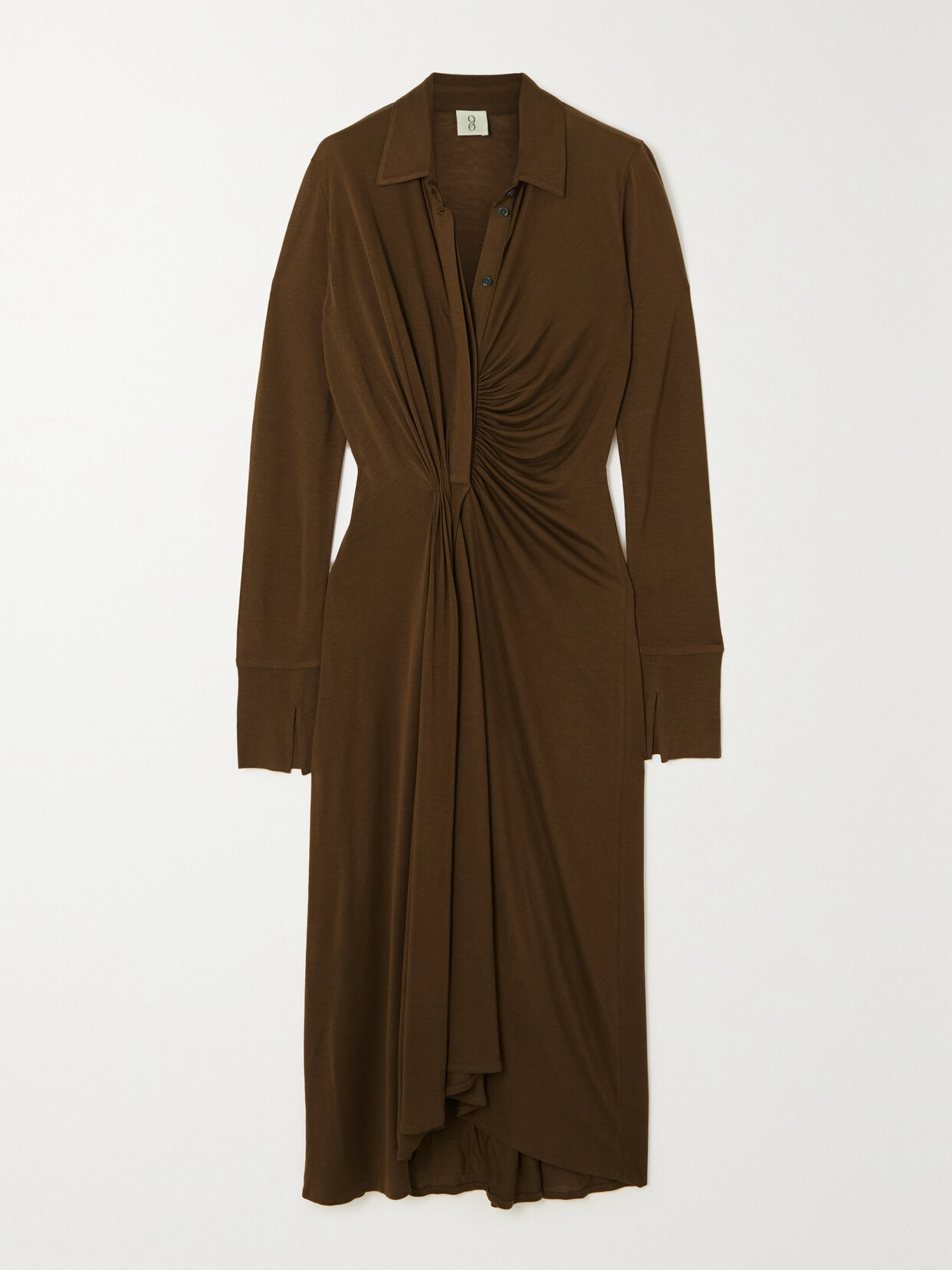 Ninety Percent Phylla Gathered Tencel Lyocell Midi Dress In Brown