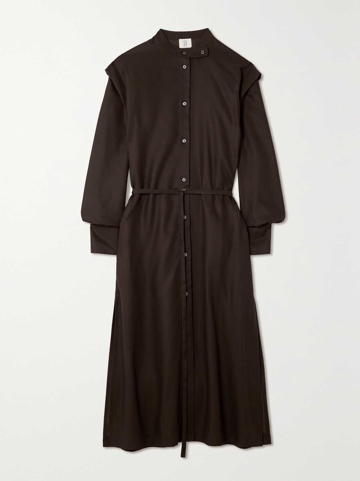 Ninety Percent - + Net Sustain Nemulus Belted Tencel Lyocell Midi Shirt Dress - Brown