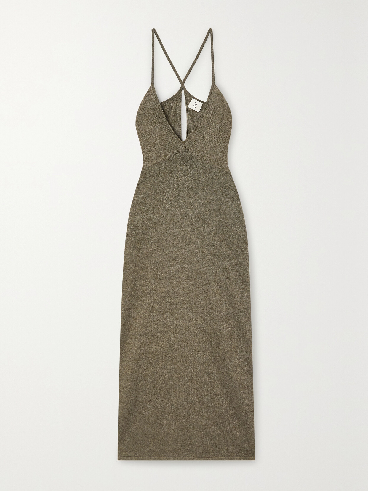 Ninety Percent Ana Knitted Midi Dress In Metallic