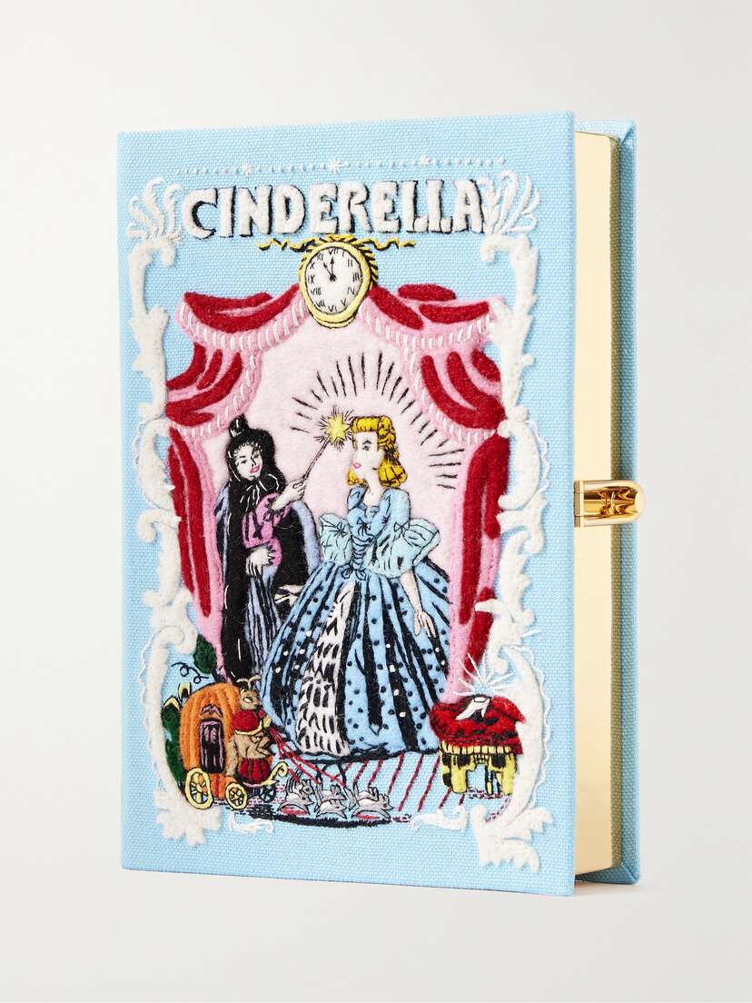Olympia Le-Tan Cinderella Embroidered Appliquéd Canvas Clutch