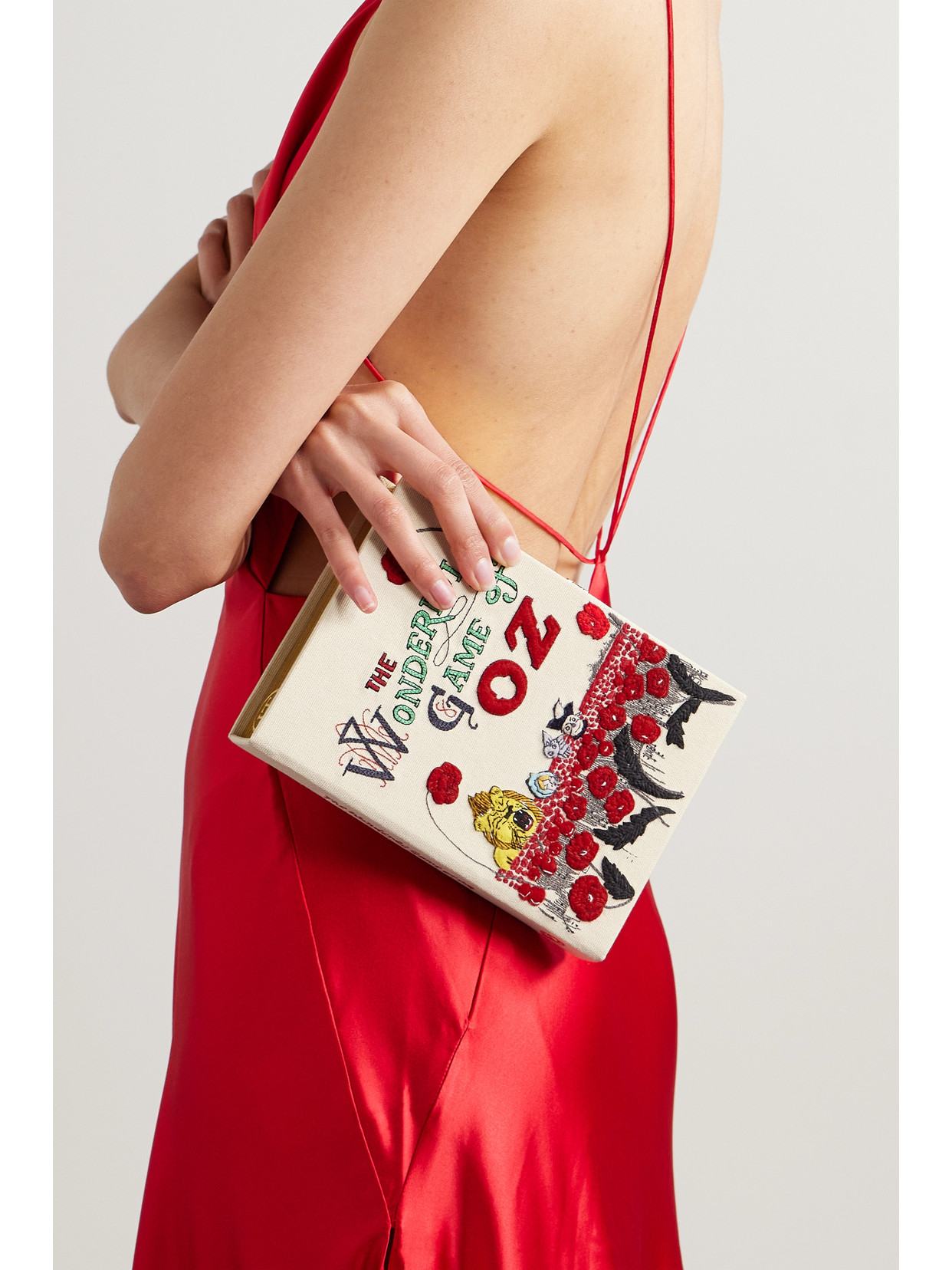 Shop Olympia Le-tan The Wonderful Game Of oz Embroidered Appliquéd Canvas Clutch In White