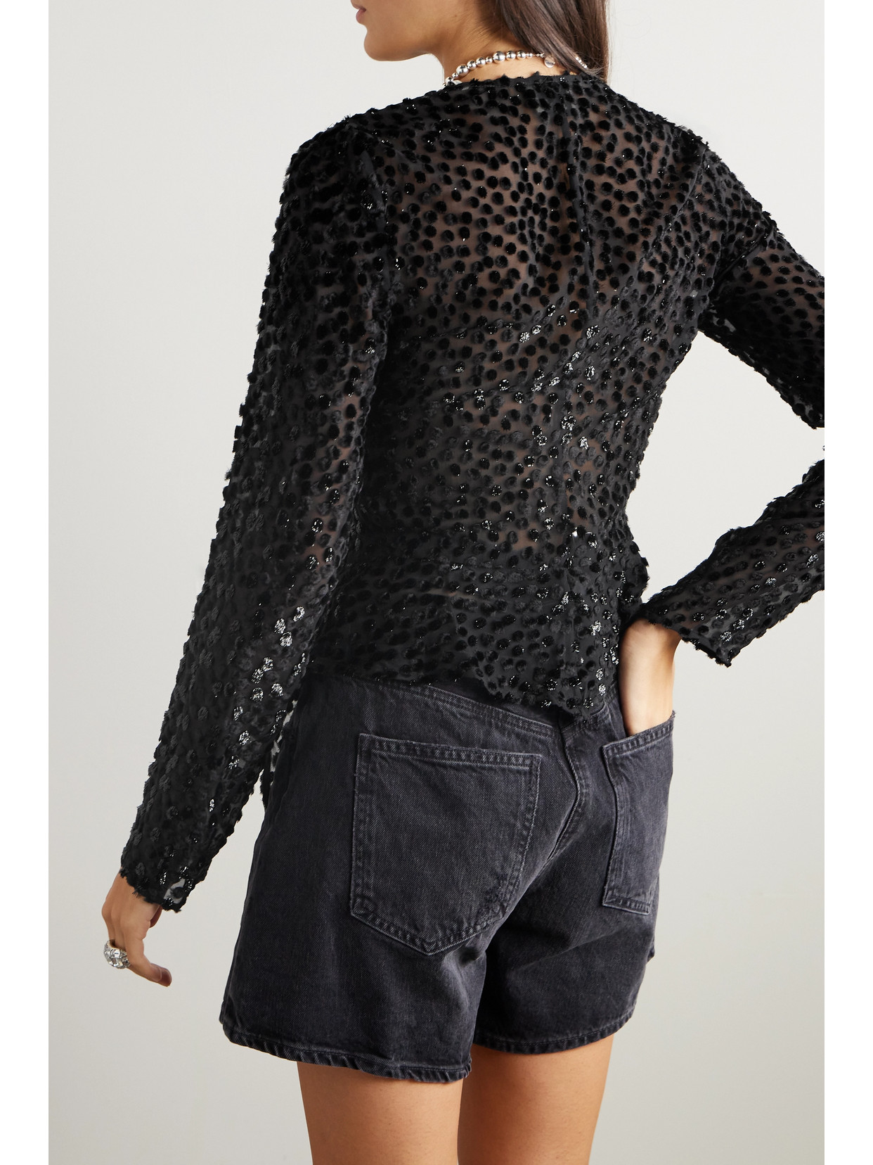 Ulietta Metallic Devoré-Velvet Blouse