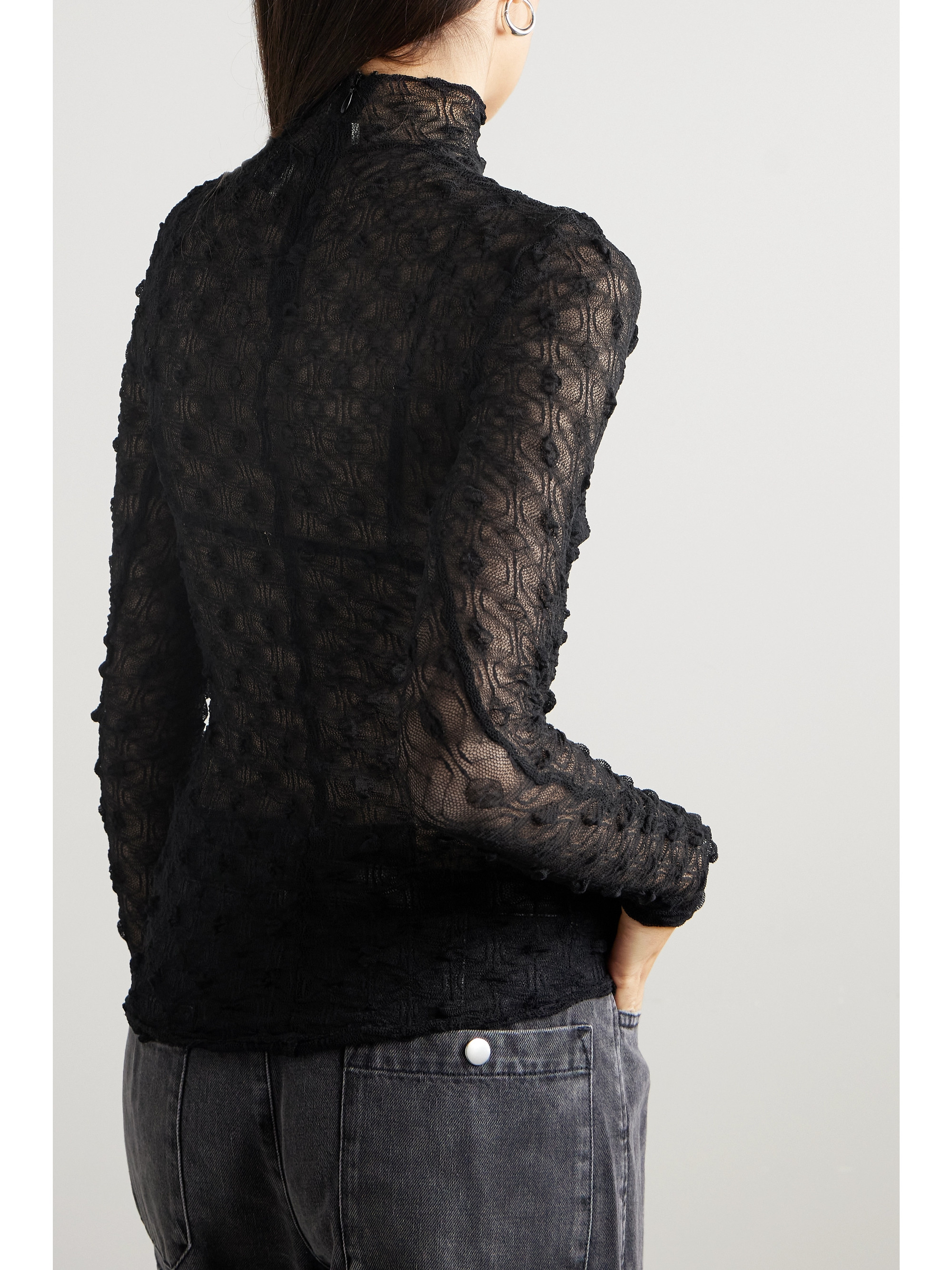 Isabel Marant Toxani stretch cotton-blend lace turtleneck top