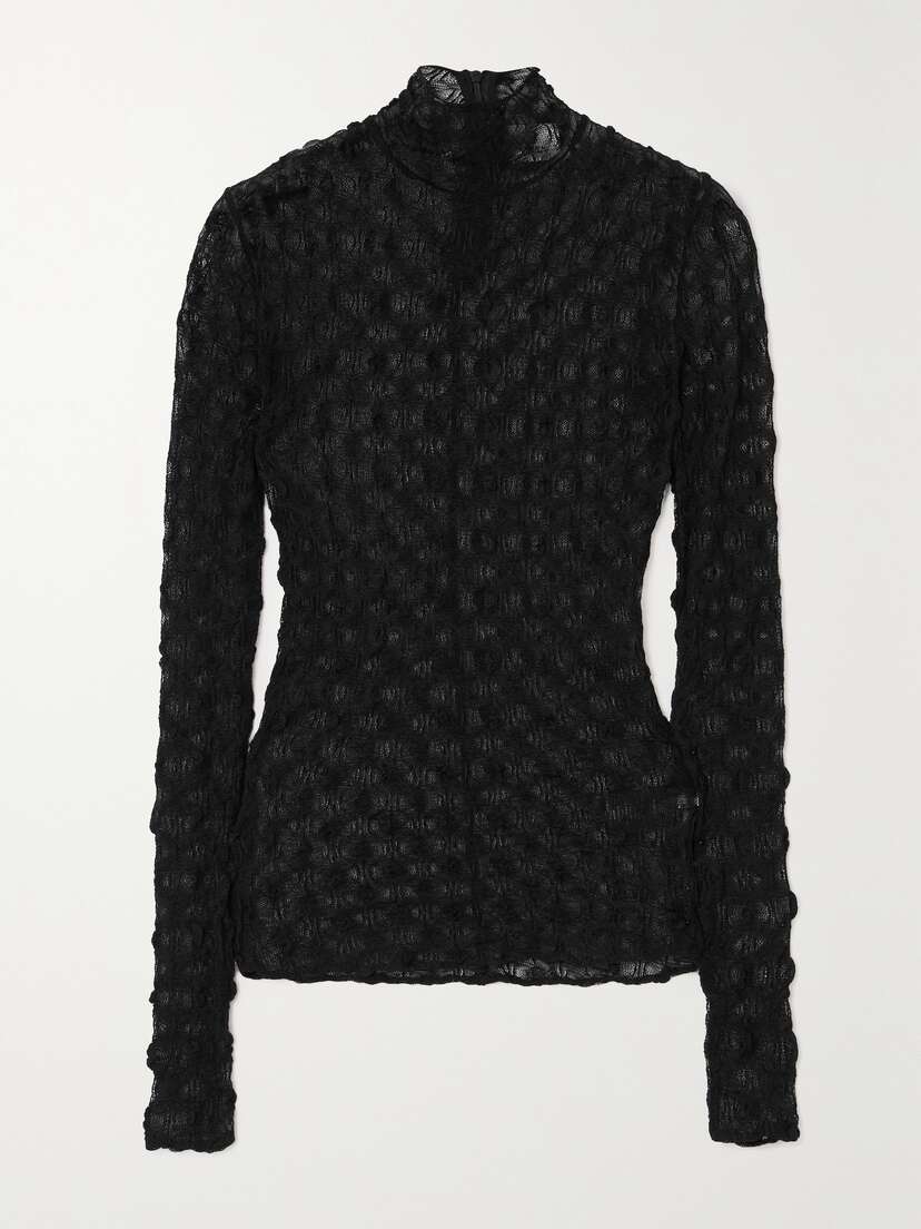 Isabel Marant Toxani Stretch Cotton-blend Lace Turtleneck Top
