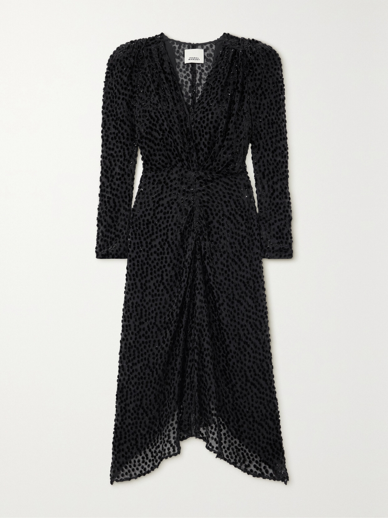 Isabel Marant - Maray Metallic Flocked Chiffon Midi Dress - Black