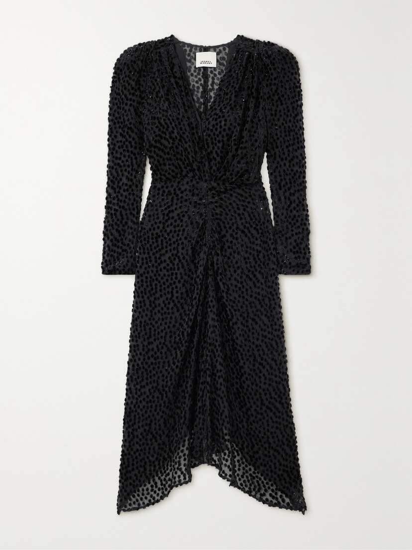 Isabel Marant Maray Metallic Flocked Chiffon Midi Dress