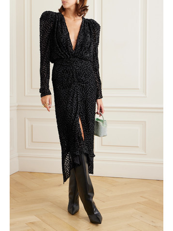 Isabel Marant Maray metallic flocked chiffon midi dress